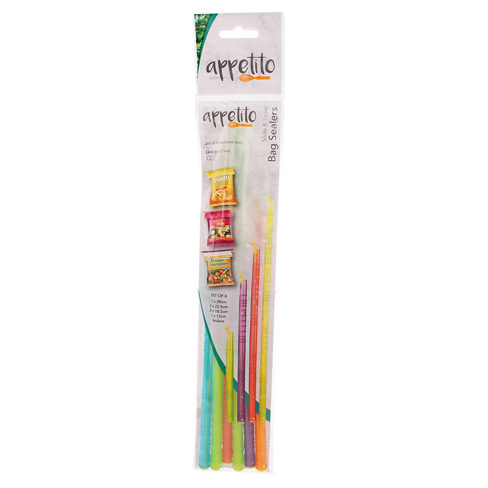 Appetito Slide & Store Bag Sealers Set 6 - Assorted