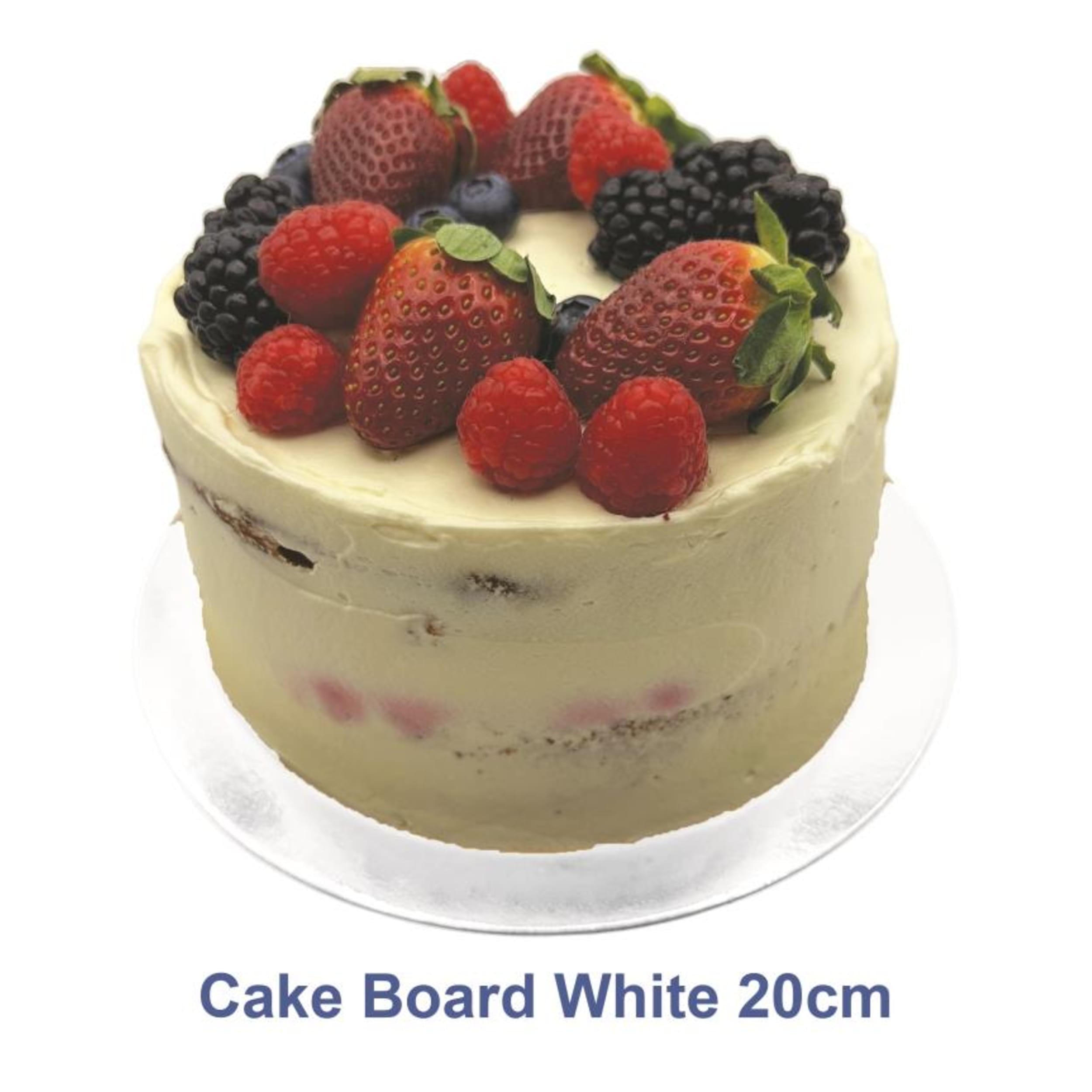 Catering Collection Cake Board 8" 20cm White Gloss 5mm masonite 8 Pack