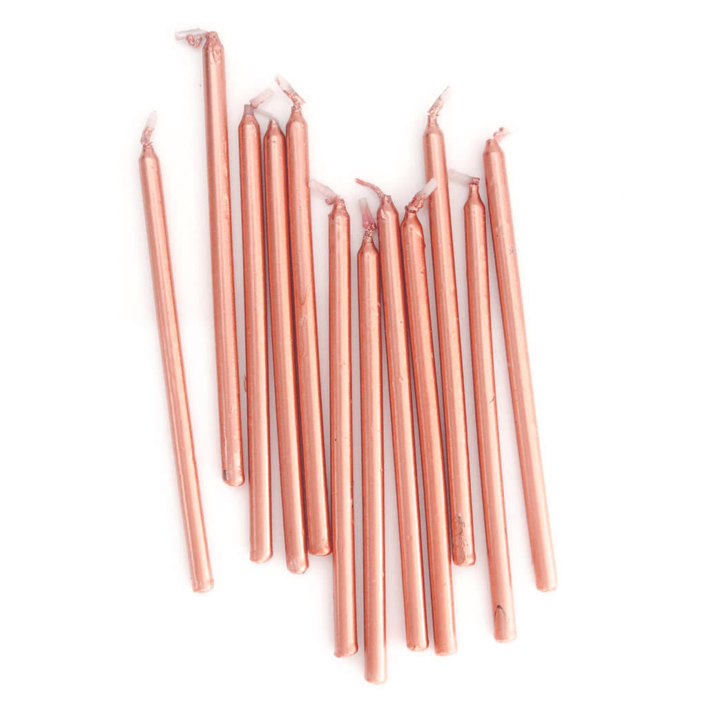 Cake & Candle Tall Cake Candles Rose Gold 12cm 12 Pack