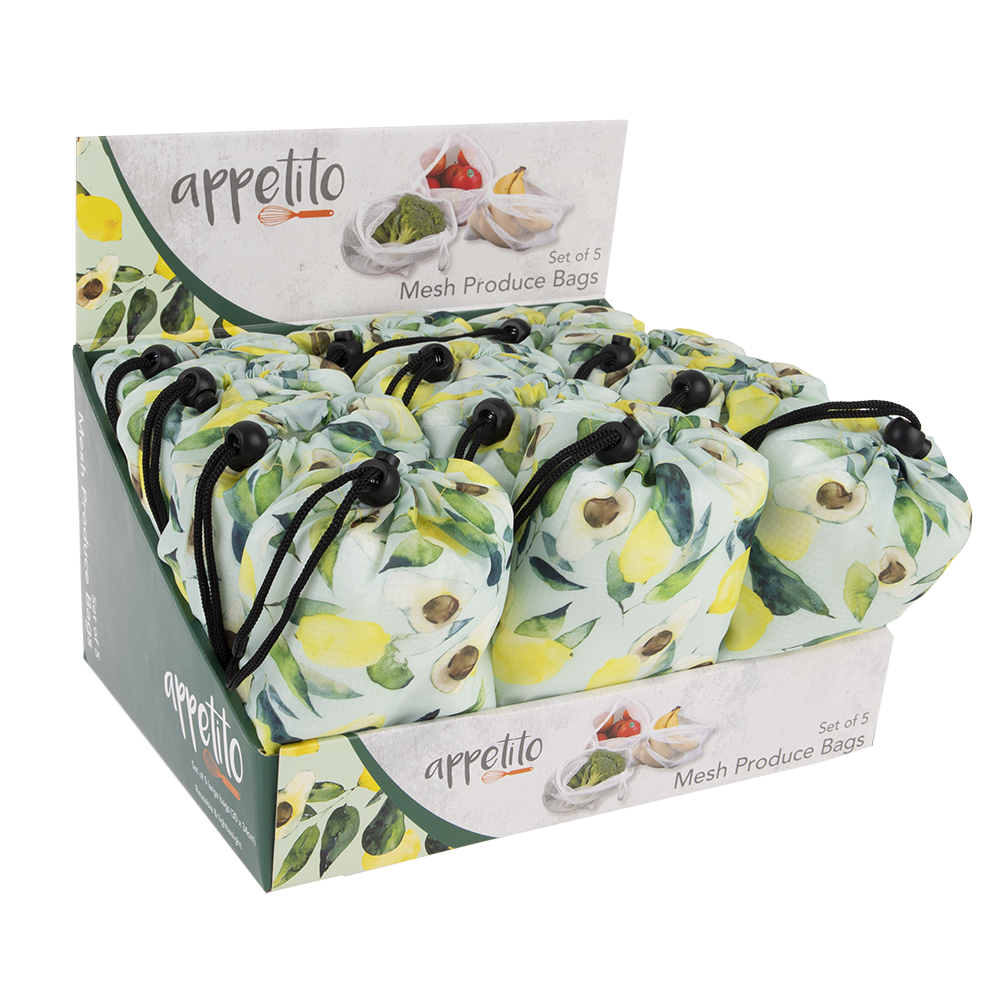Appetito Mesh Produce Bag Set 5 with Pouch