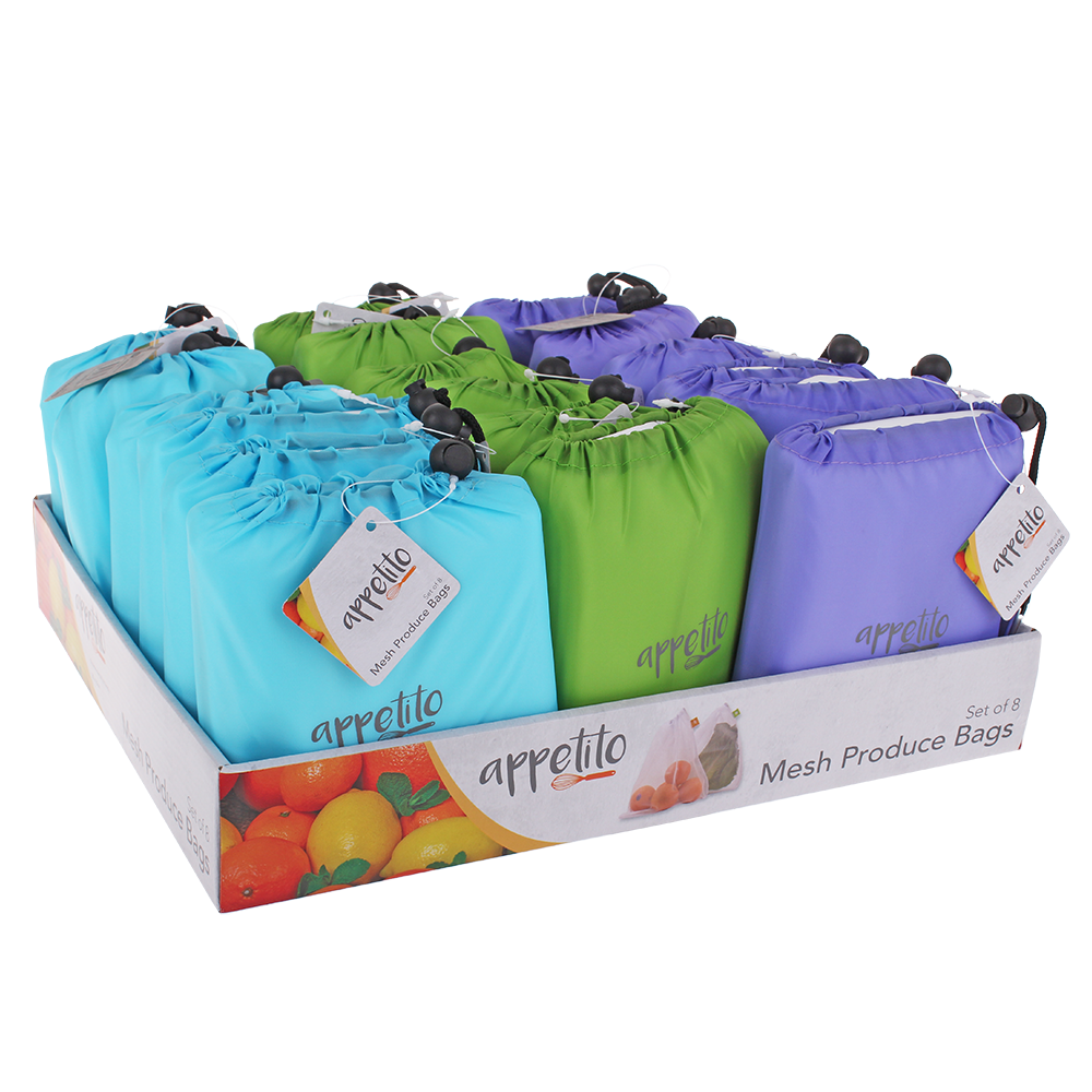 Appetito Mesh Produce Bag Set 8 with Pouch