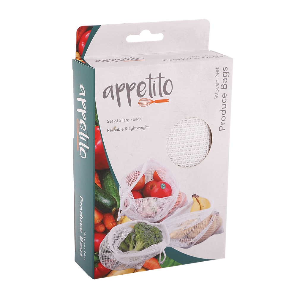 Appetito Woven Net Produce Bags Set 3