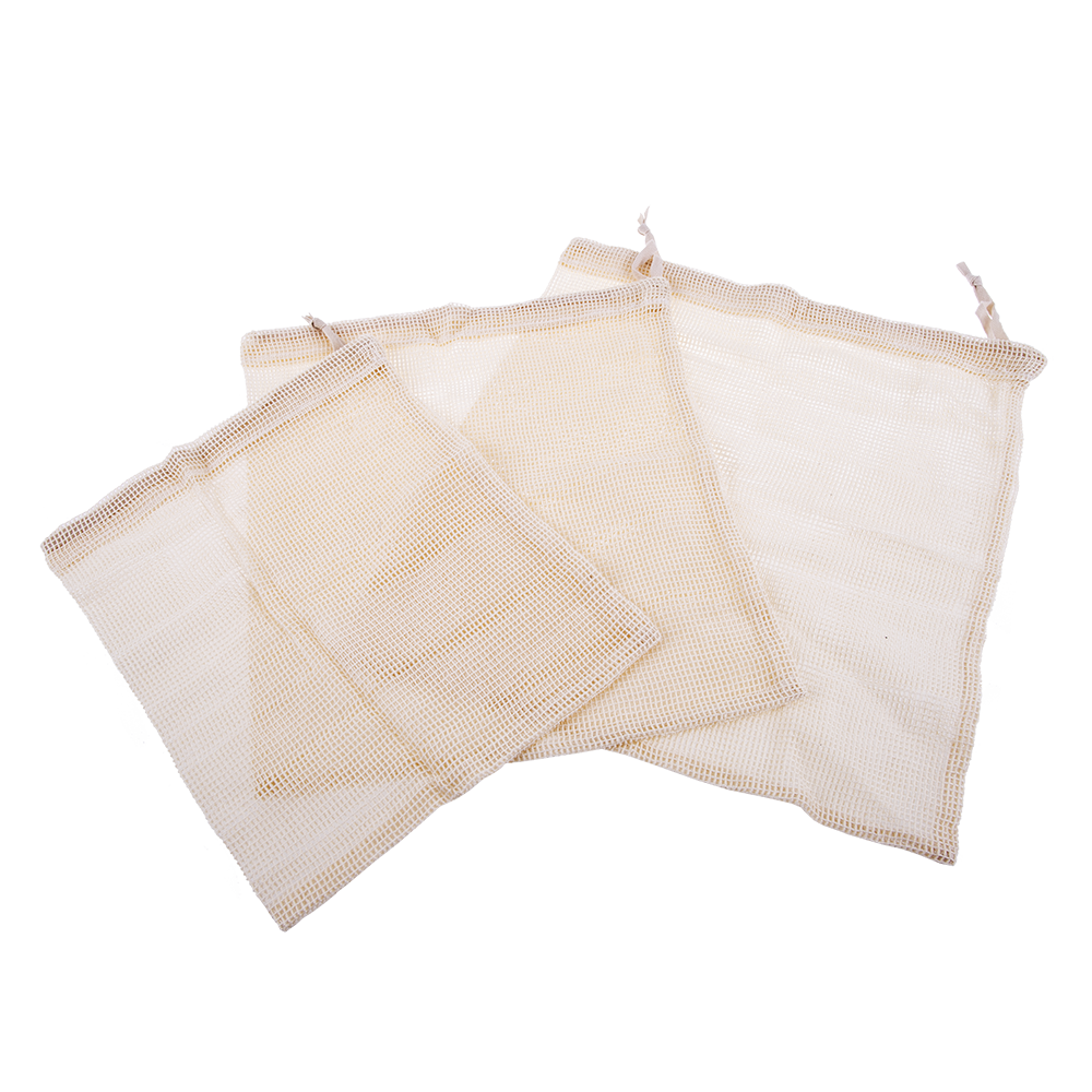 Appetito Cotton Net Produce Bags Set 3 Assorted Sizes