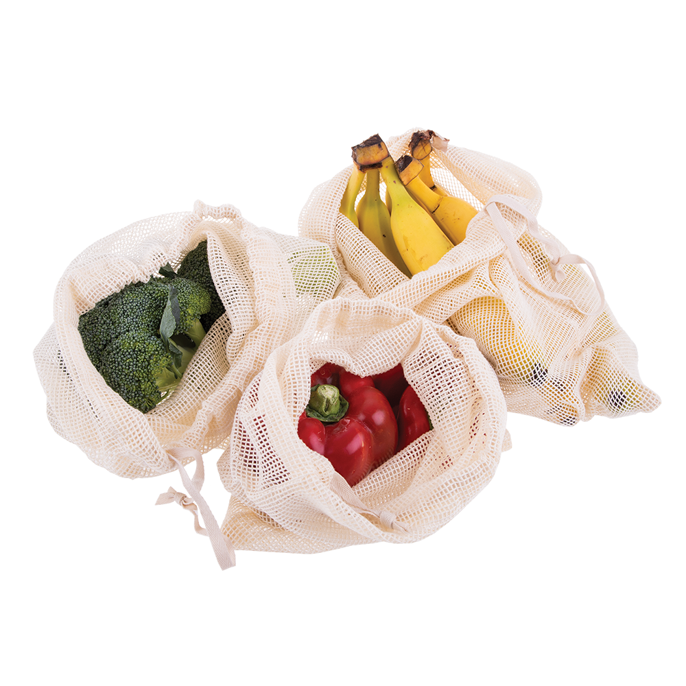 Appetito Cotton Net Produce Bags Set 3 Assorted Sizes