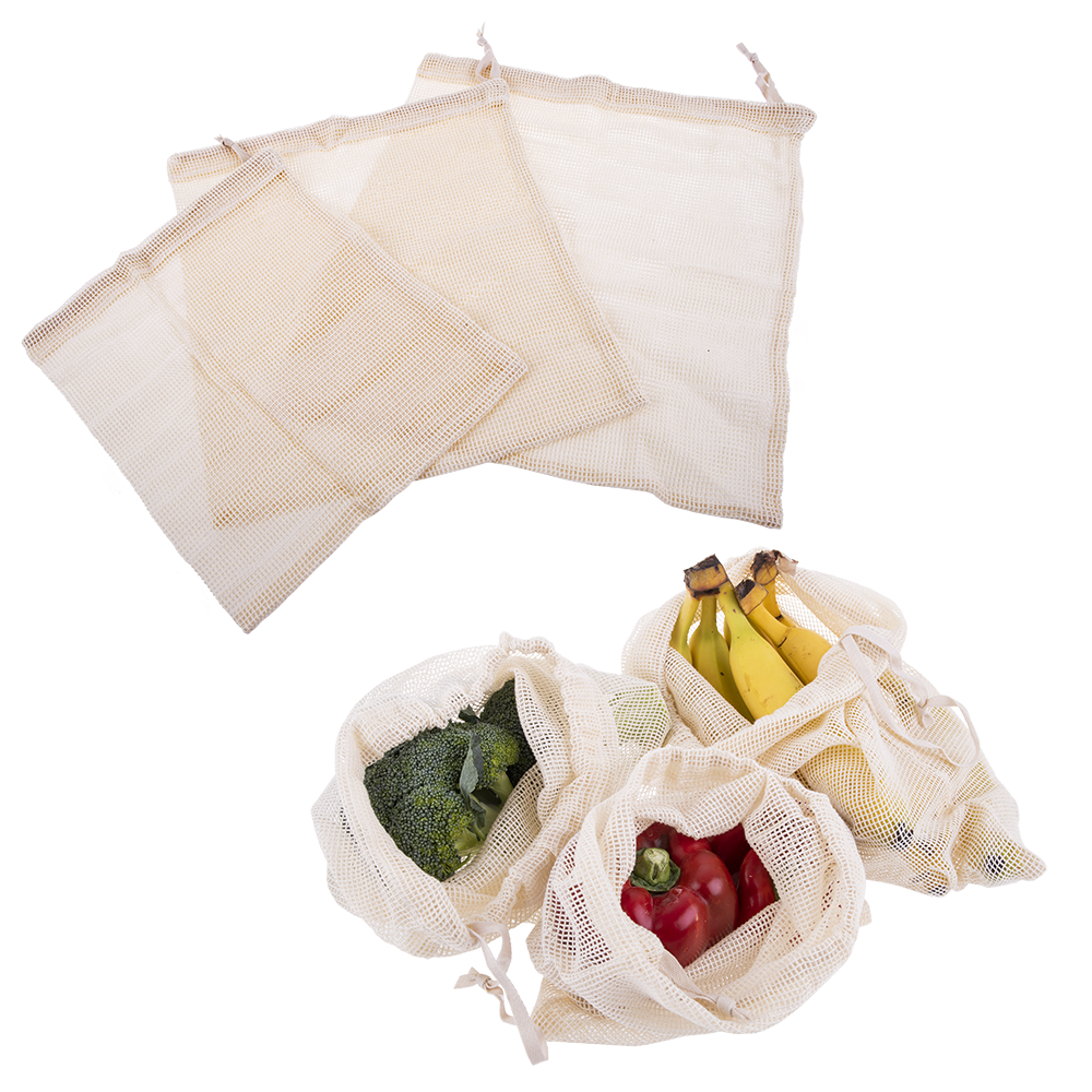 Appetito Cotton Net Produce Bags Set 3 Assorted Sizes