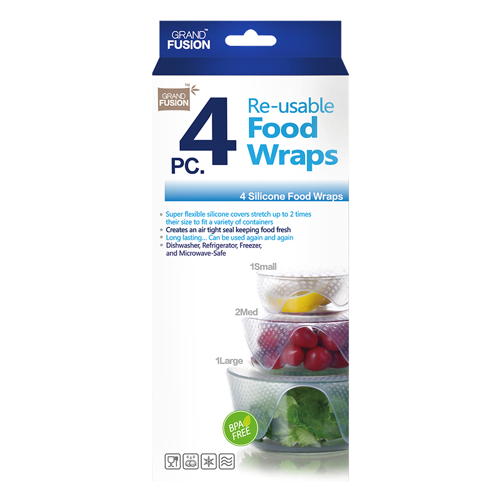 Grand Fusion Silicone Food Wraps – 4 Pack