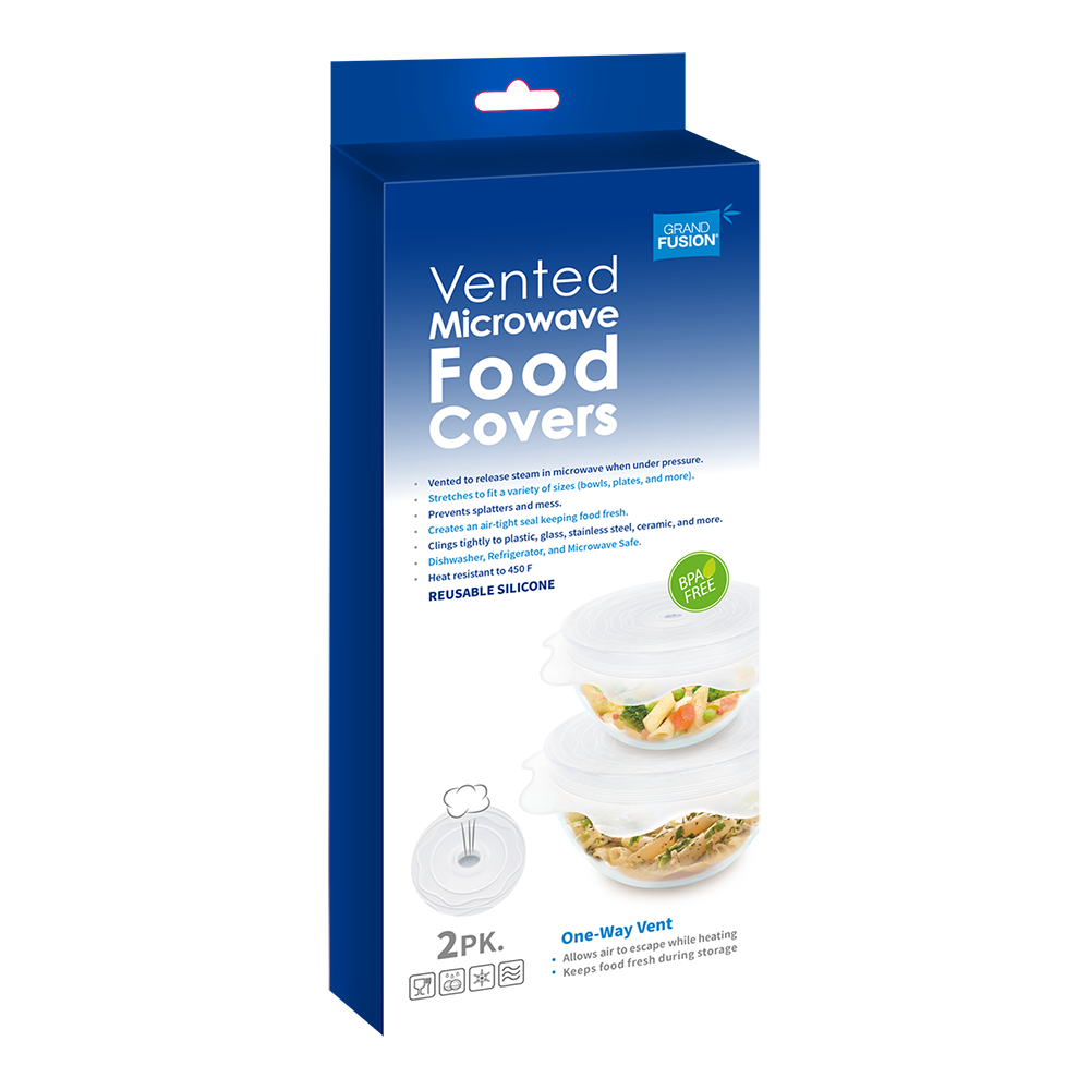 Grand Fusion Vented Silicone Microwave Food Covers – Set of 2