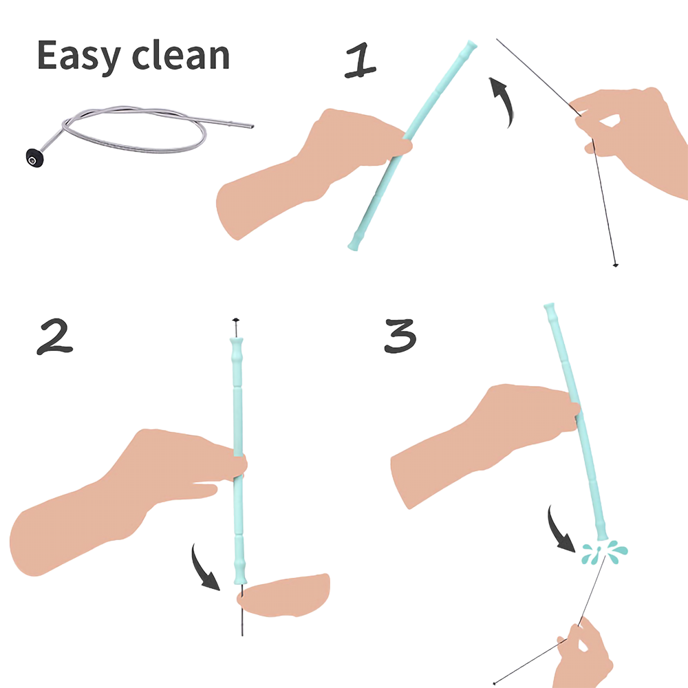 Grand Fusion Silicone Travel Straw with Cleaner – 2 Assorted Colours