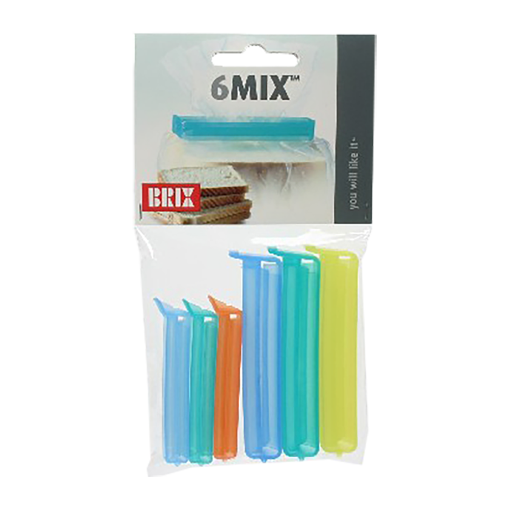 Brix "6Mix" Bag Closures Pack 6 - Asst. Colours