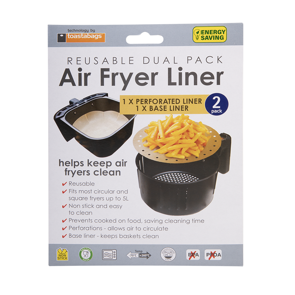 Toastabags Reusable Round Air Fryer Liners – Set of 2 – Gold