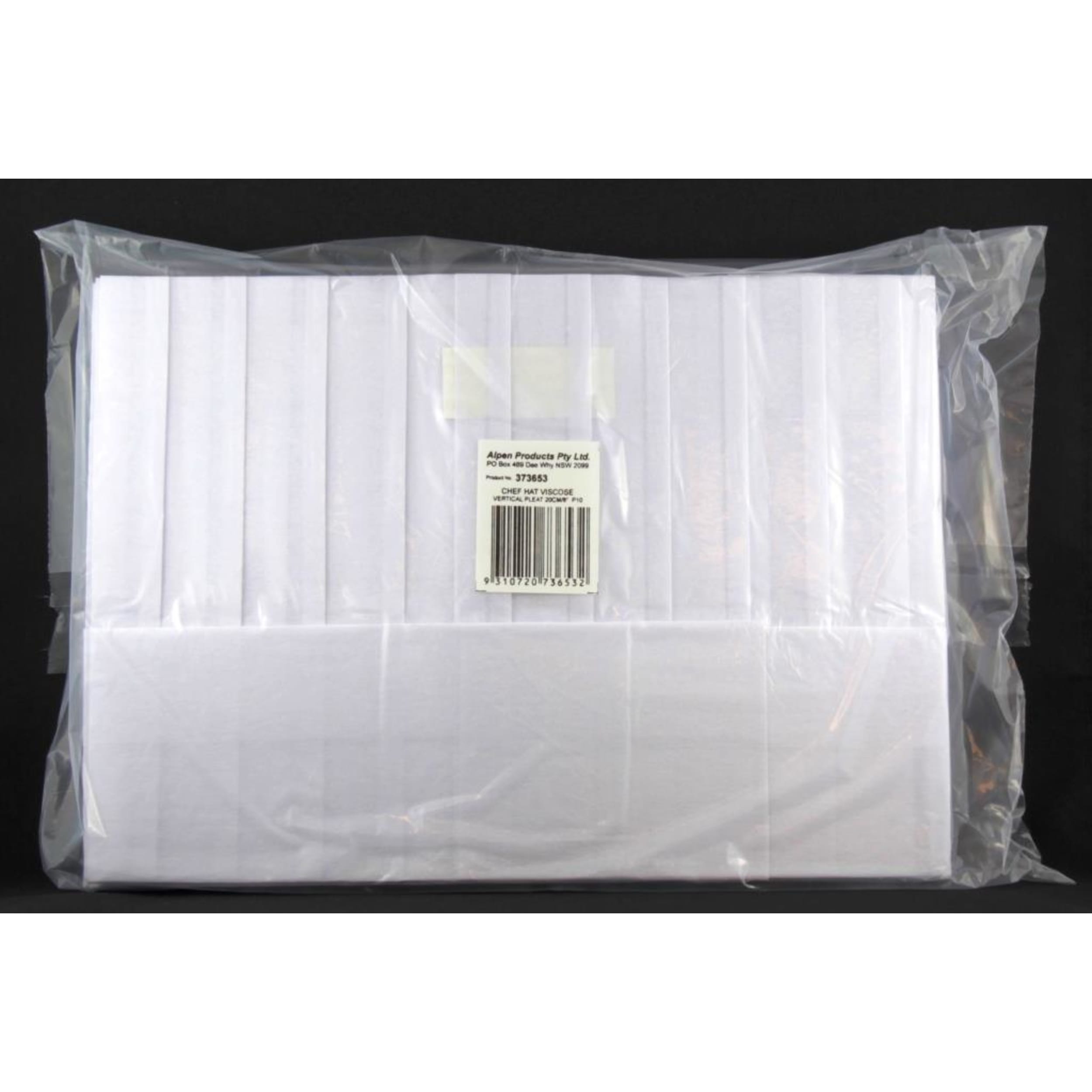 Catering Collection Chef Hat 20cm Viscose Vertical Pleat White (10 Pack)