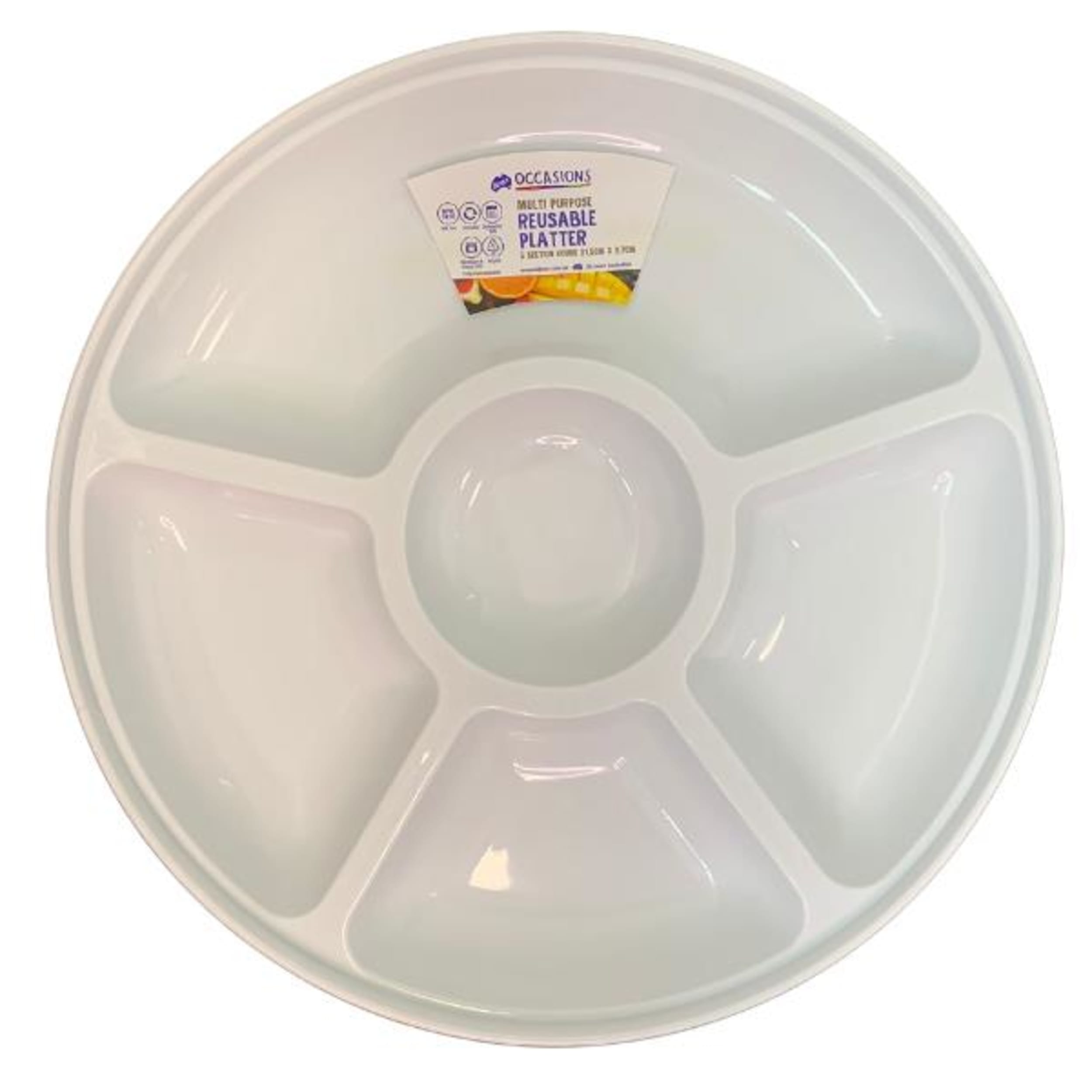 Catering Collection Platter 5 Sectional Round PP 31.5x3.7cm White