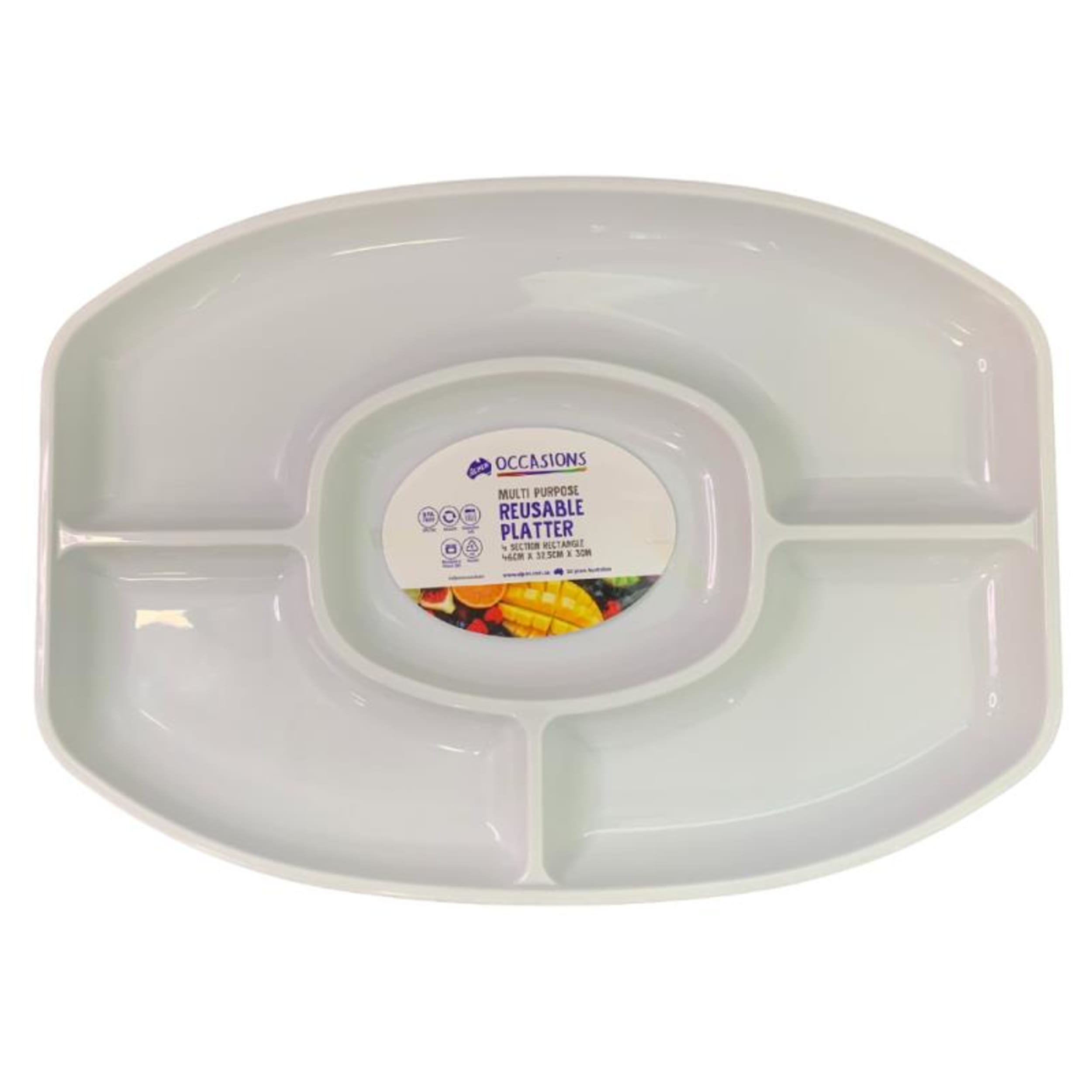Catering Collection Platter 4 Sectional Oval 46x32.5x3cm White