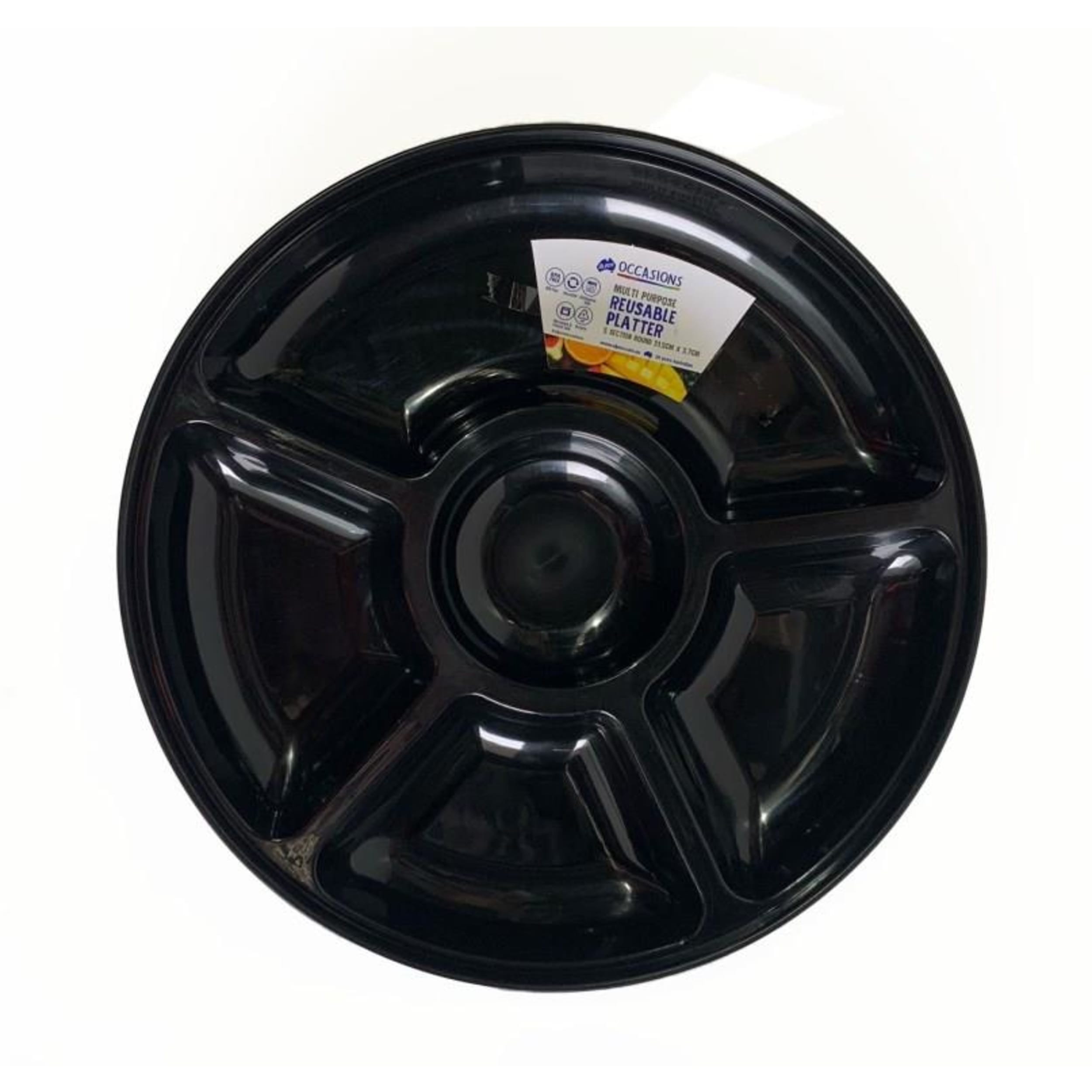 Catering Collection Platter 5 Sectional Round PP 31.5x3.7cm Black