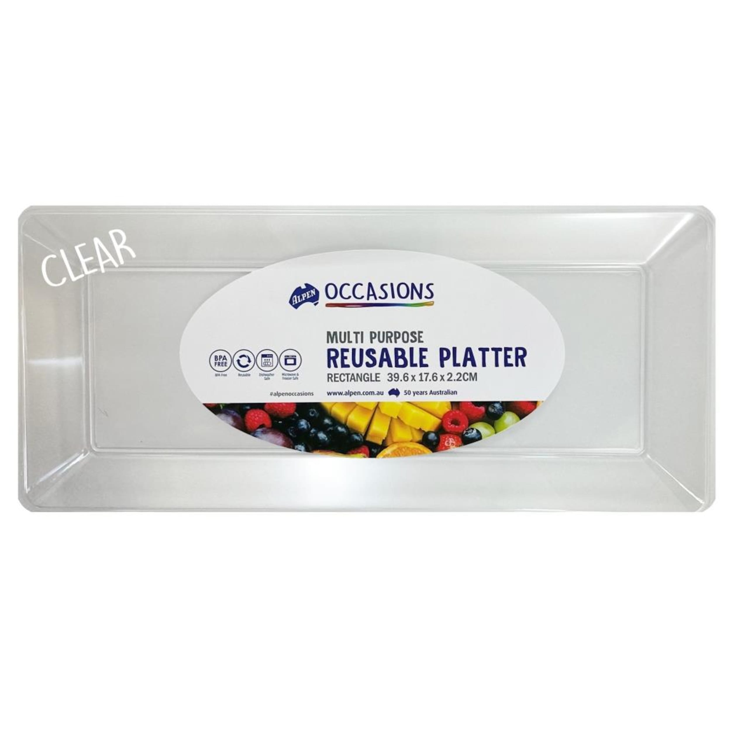 Catering Collection Reusable Rectangle Platter 39.6x17.6x2.2cm Clear