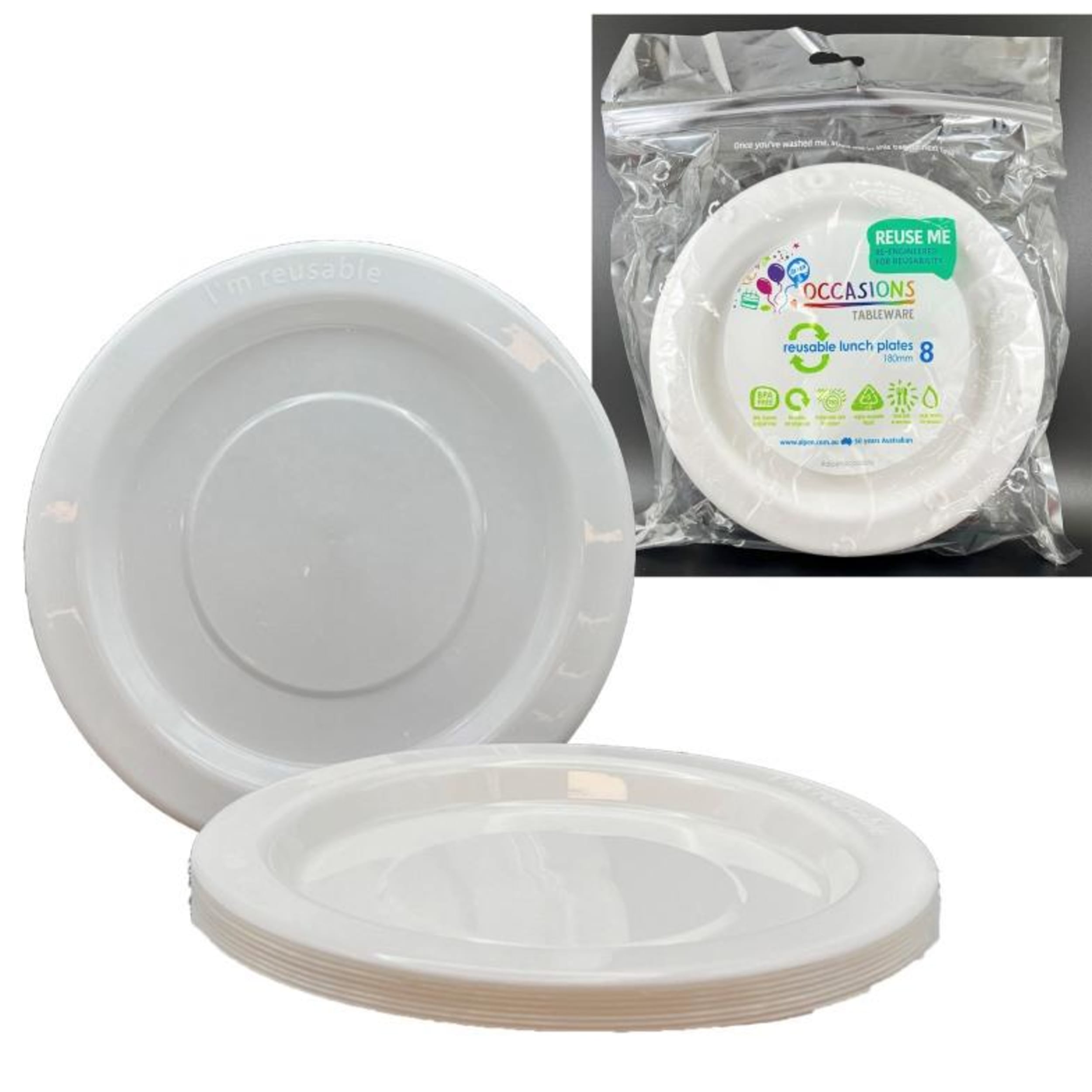 Occasions Lunch Plate White 180mm (8 Pack)
