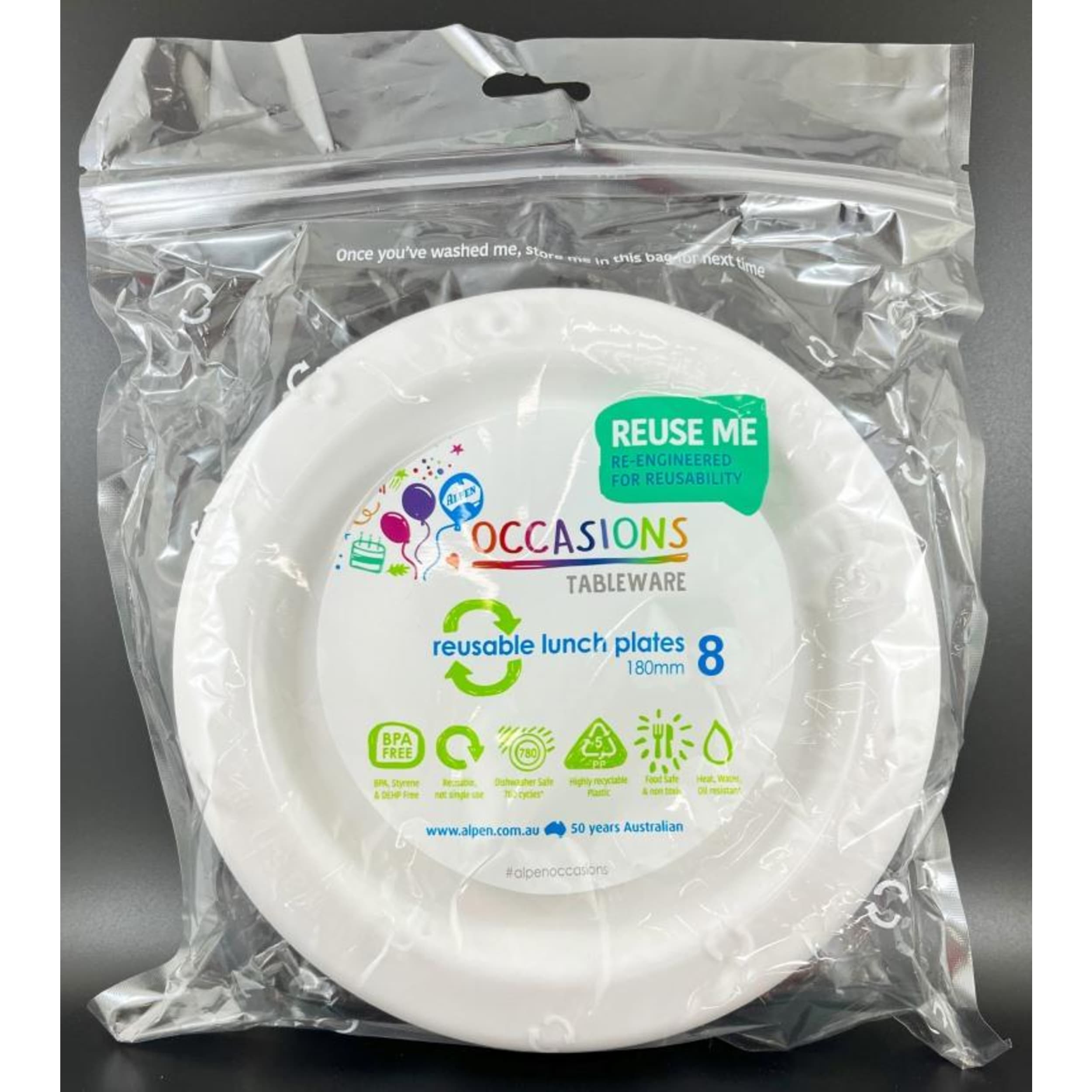 Occasions Lunch Plate White 180mm (8 Pack)