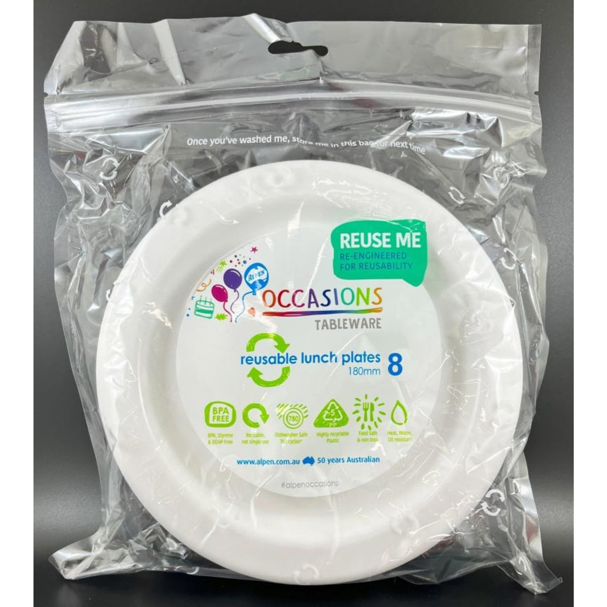 Occasions Lunch Plate White 180mm (8 Pack)