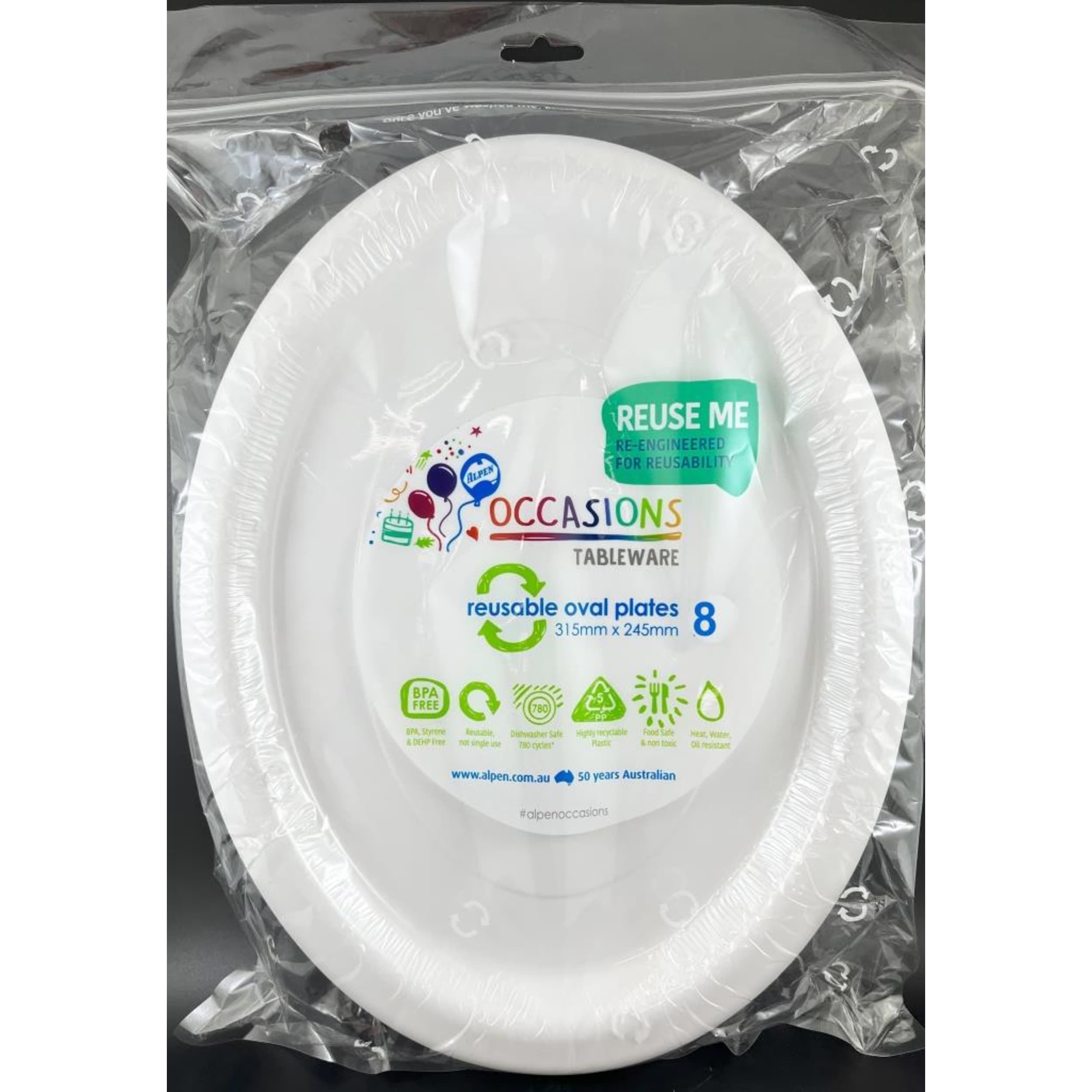 Occasions Oval Plate White 315x245mm (8 Pack)