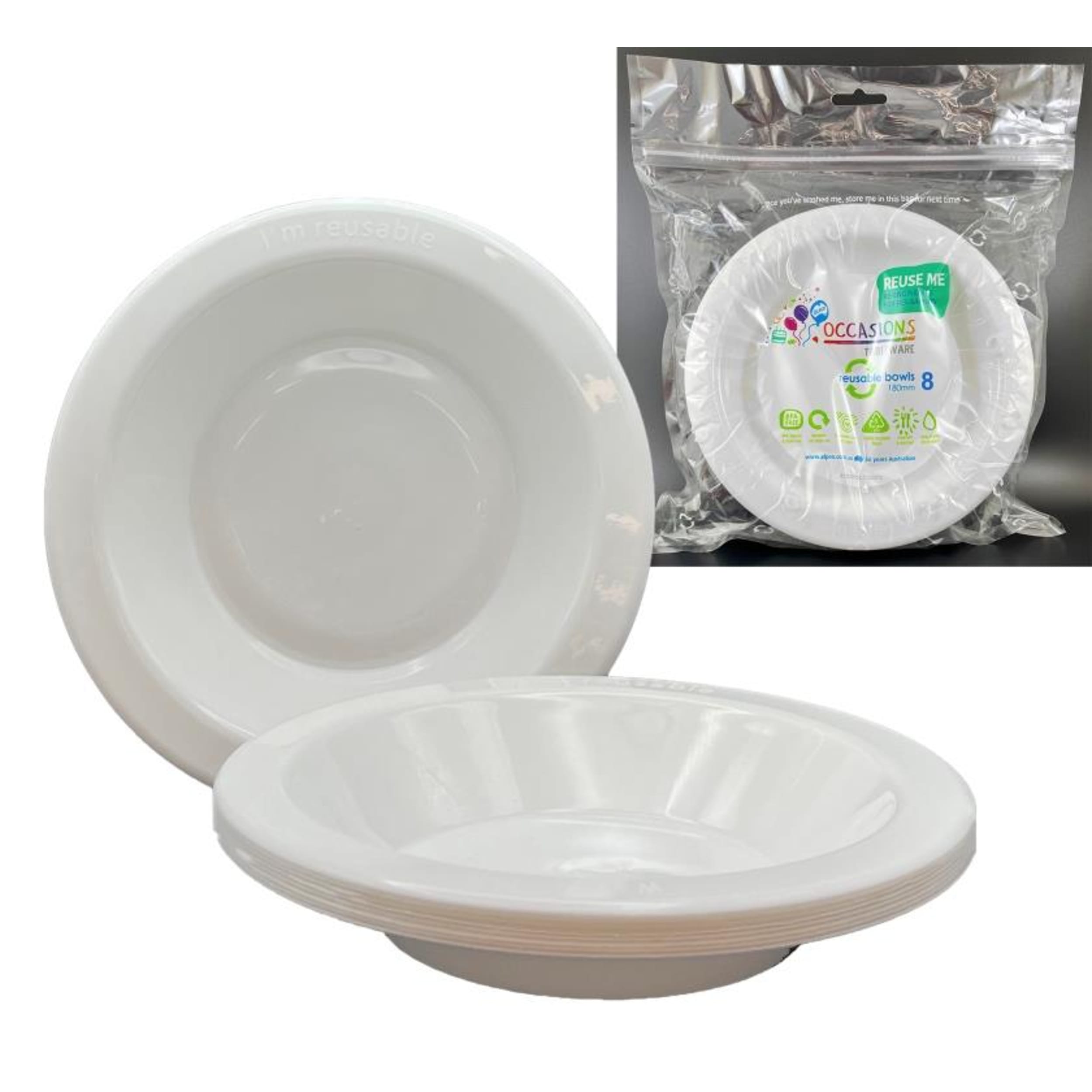 Occasions Bowl White 180mm (8 Pack)