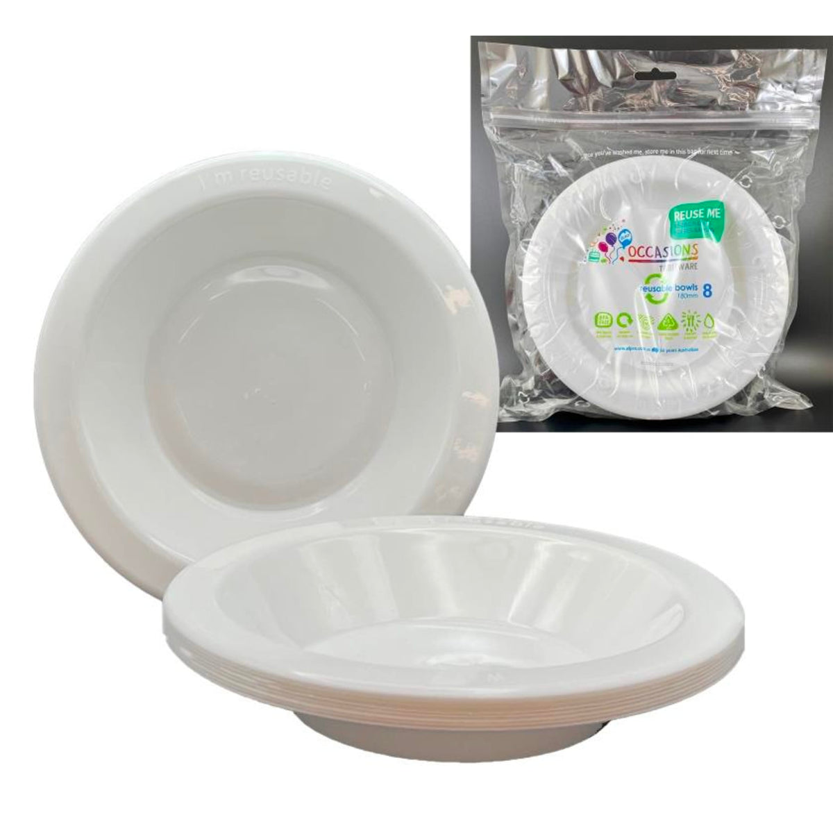 Occasions Bowl White 180mm (8 Pack)