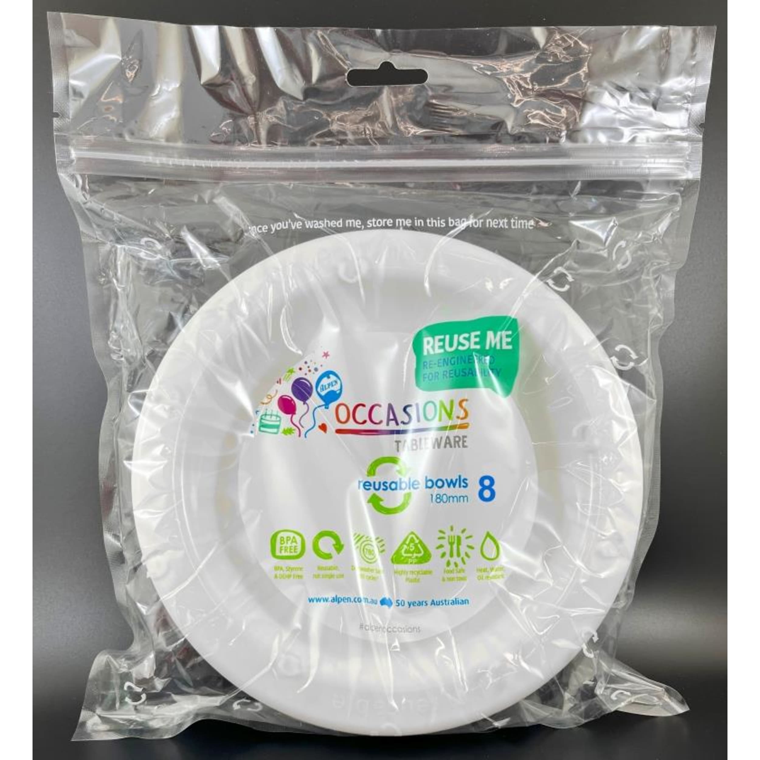 Occasions Bowl White 180mm (8 Pack)