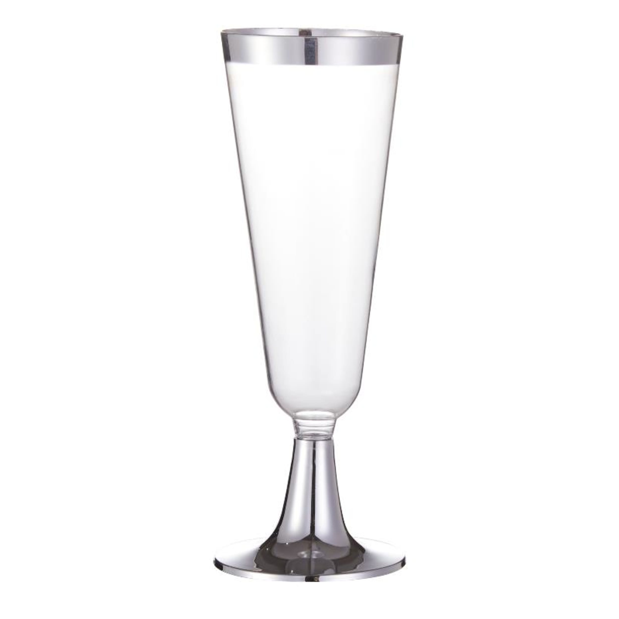 Occasions Silver Trim Plastic Champagne Flute 145ml (12 Pack)