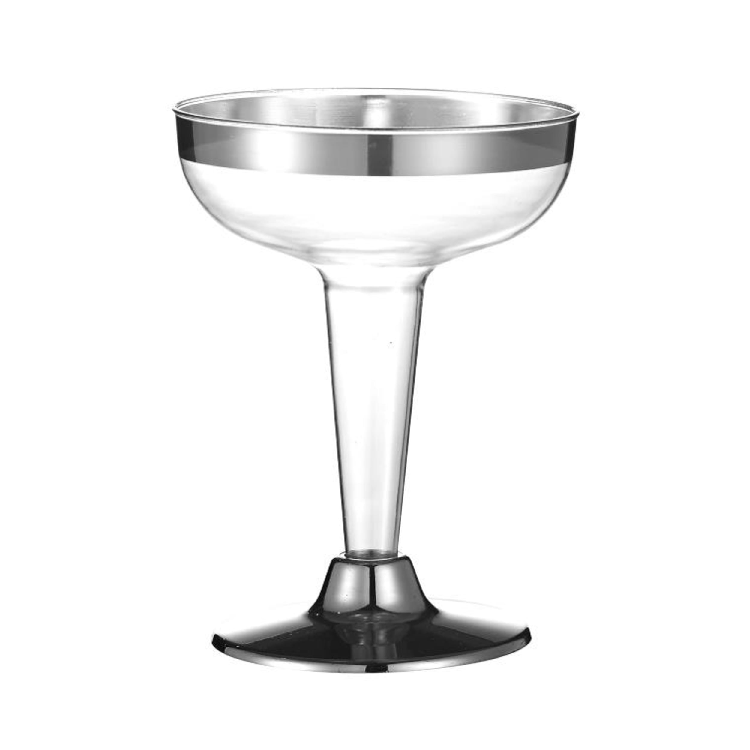 Occasions Silver Trim Plastic Cocktail Glass100ml (12 Pack)