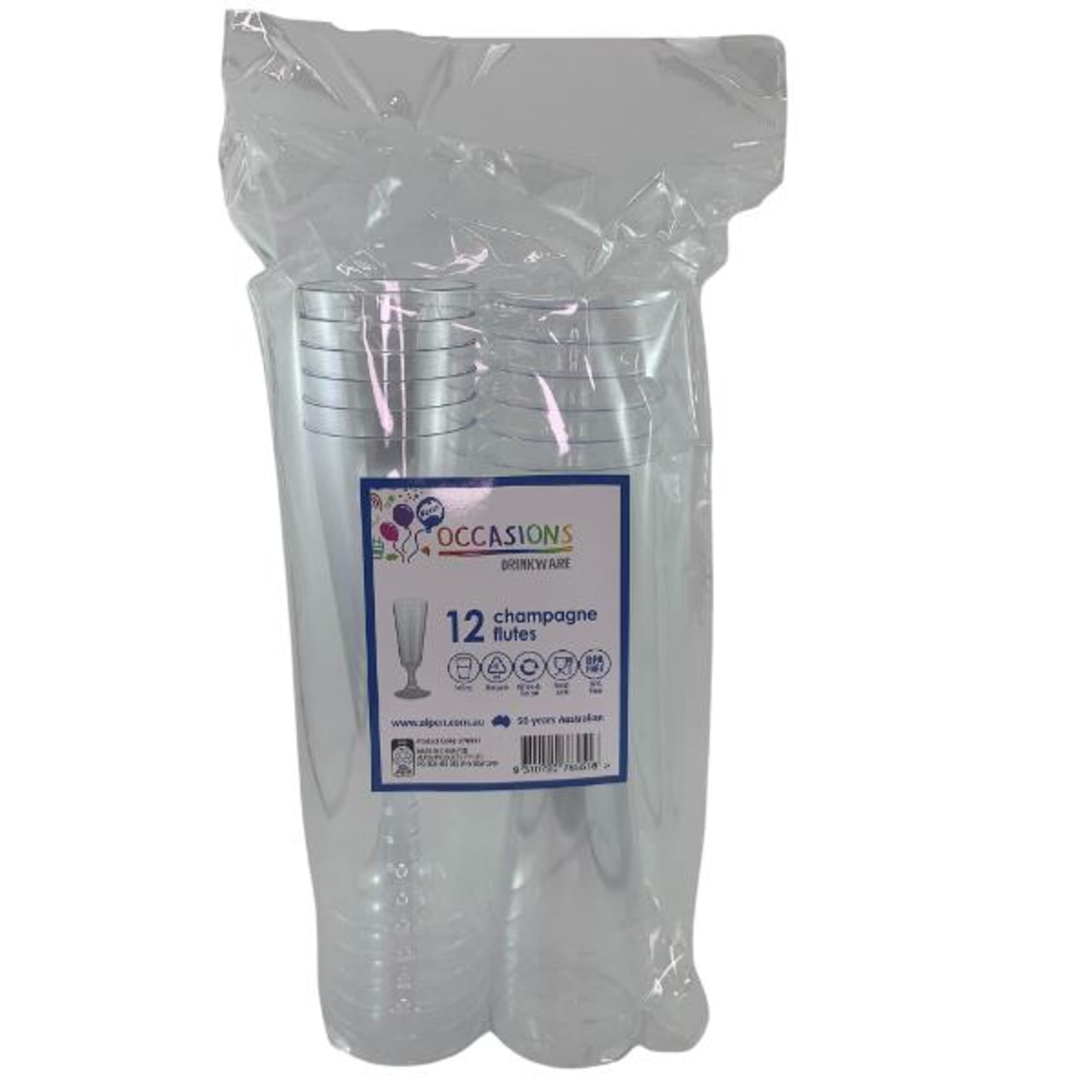 Occasions Clear Plastic Champagne Flute 145ml (12 Pack)