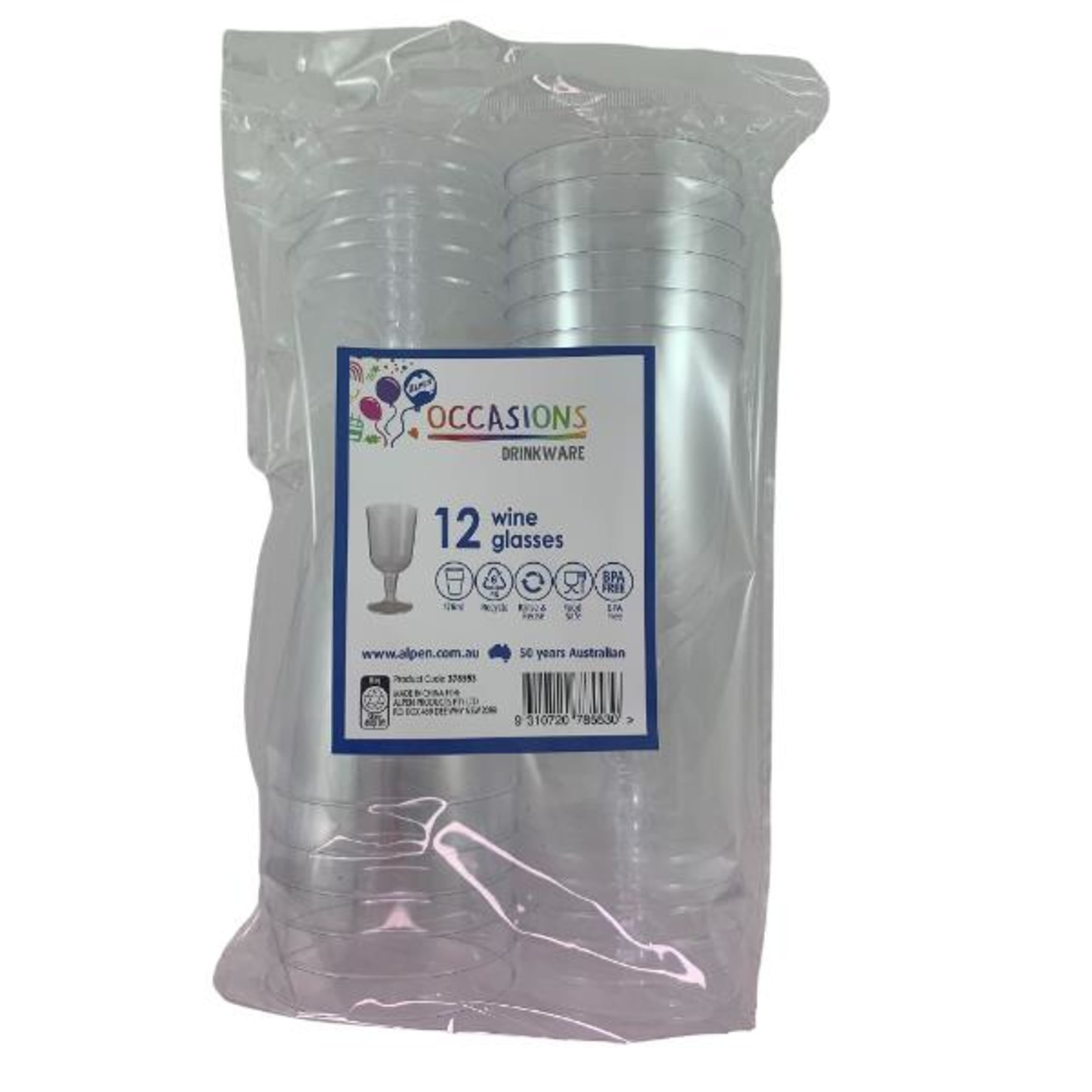 Occasions Clear Plastic Wine Glass 175ml (12 Pack)