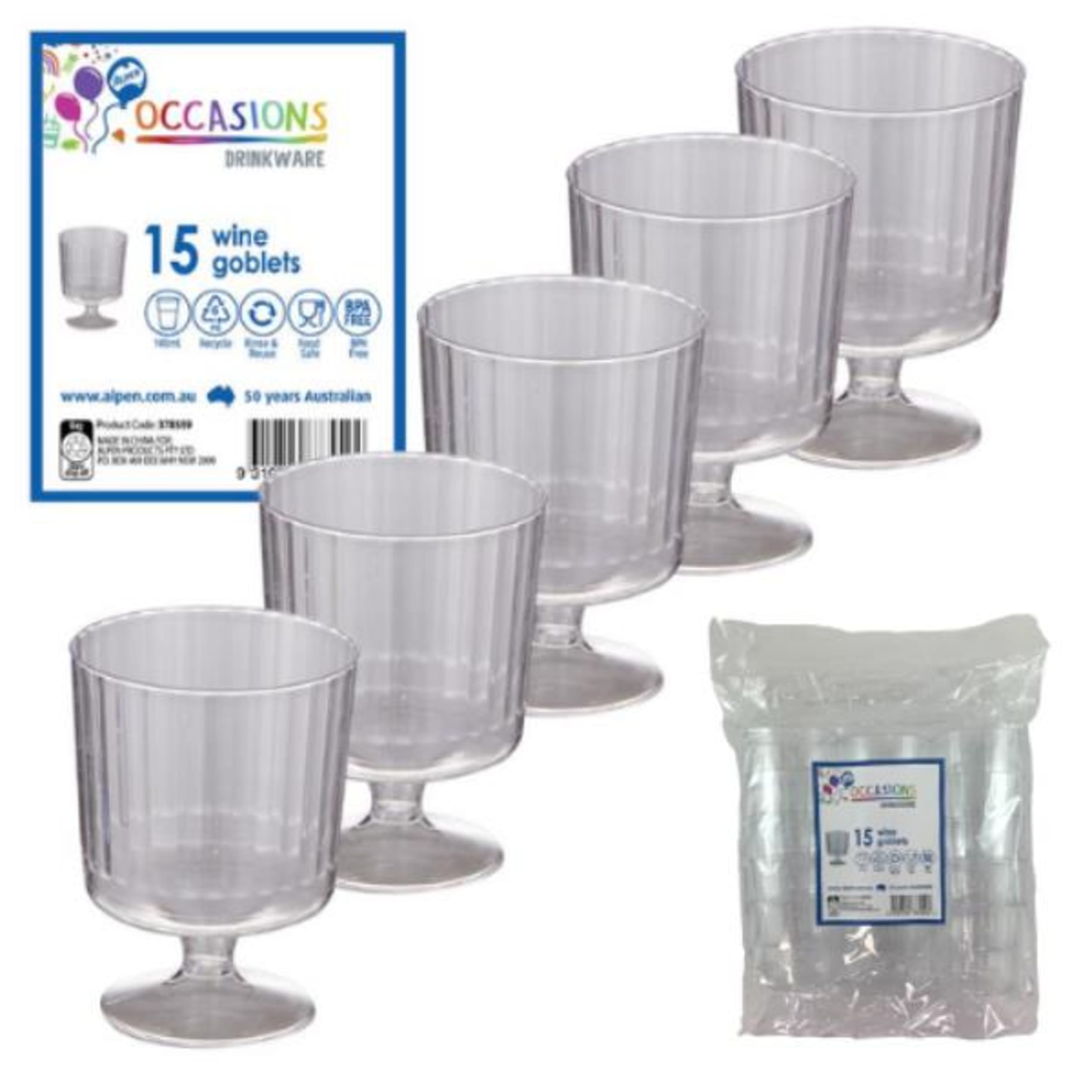 Occasions Clear Plastic Wine Goblet 145ml (15 Pack)