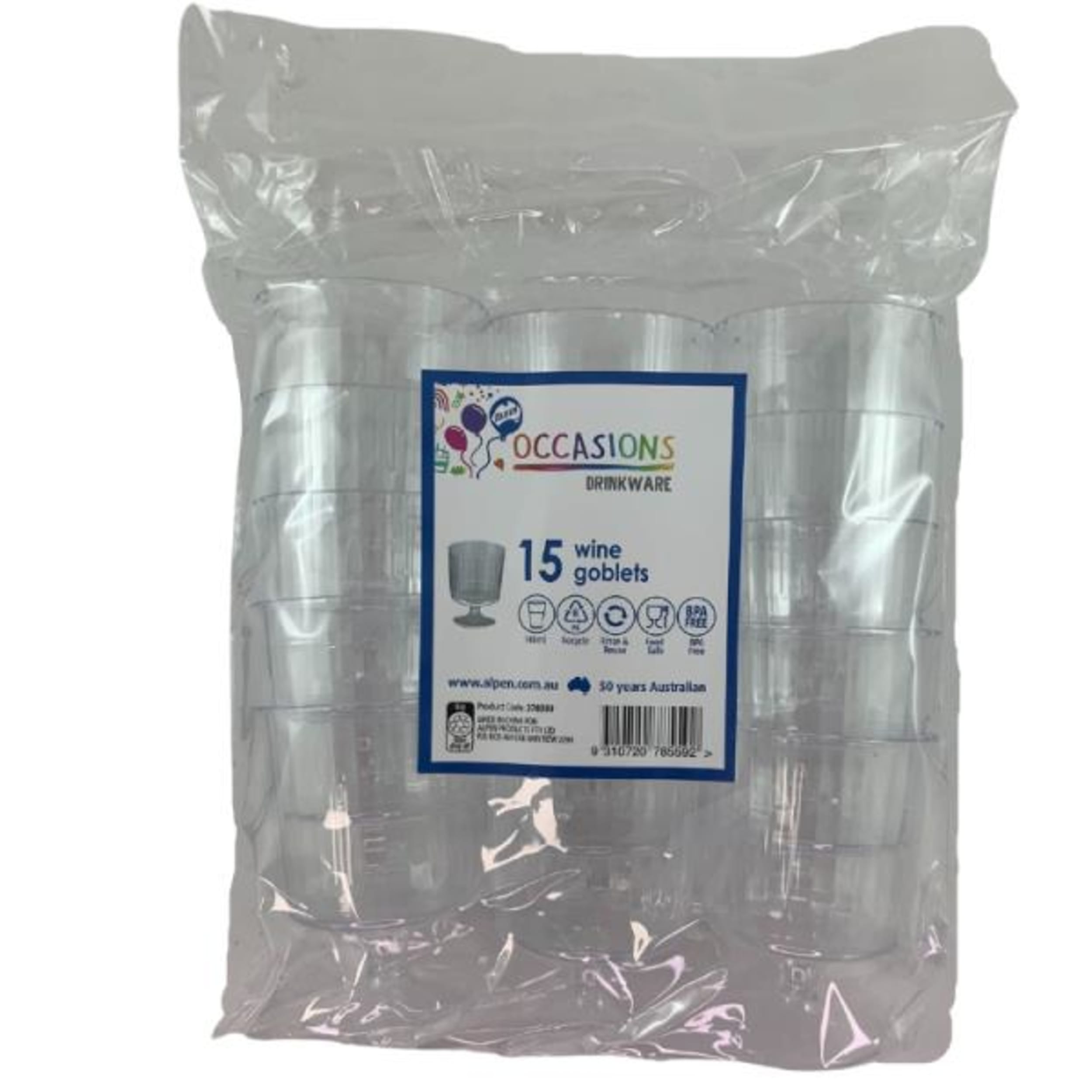 Occasions Clear Plastic Wine Goblet 145ml (15 Pack)