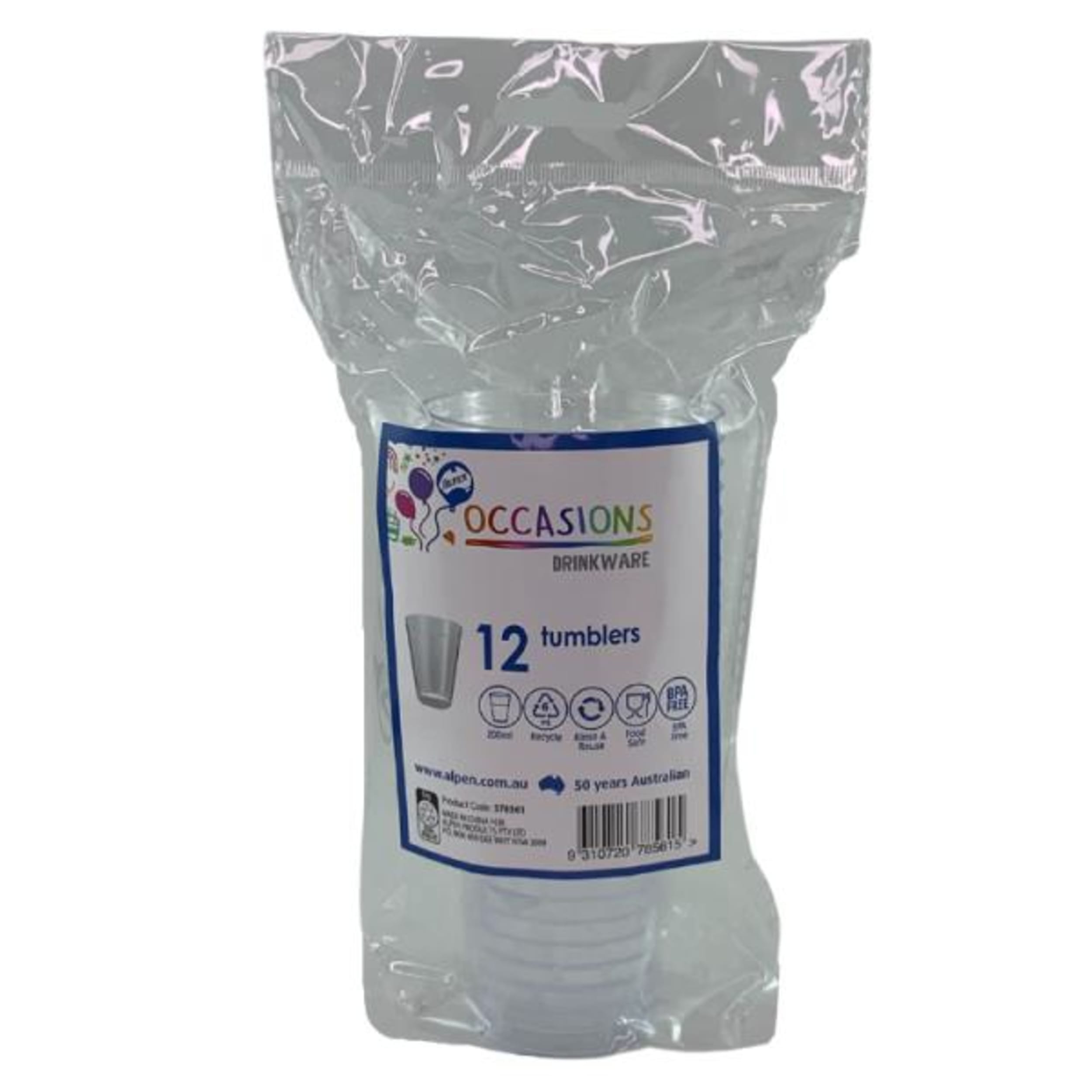 Occasions Clear Plastic Tumbler 200ml (12 Pack)