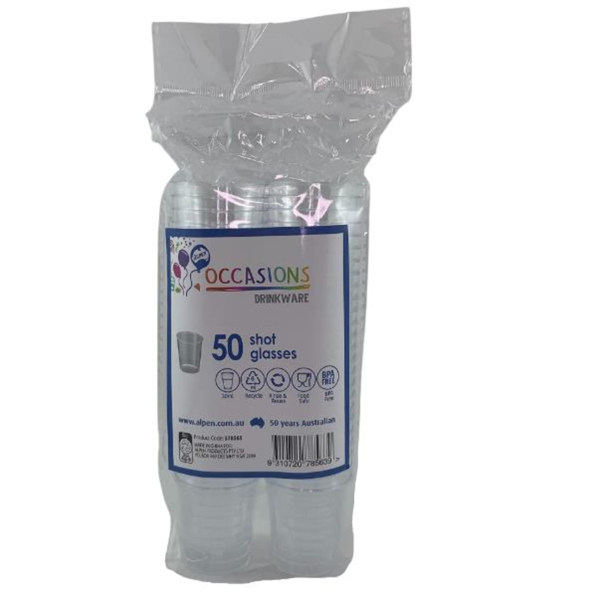 Occasions Clear Plastic Shot Glass 30ml (50 Pack)