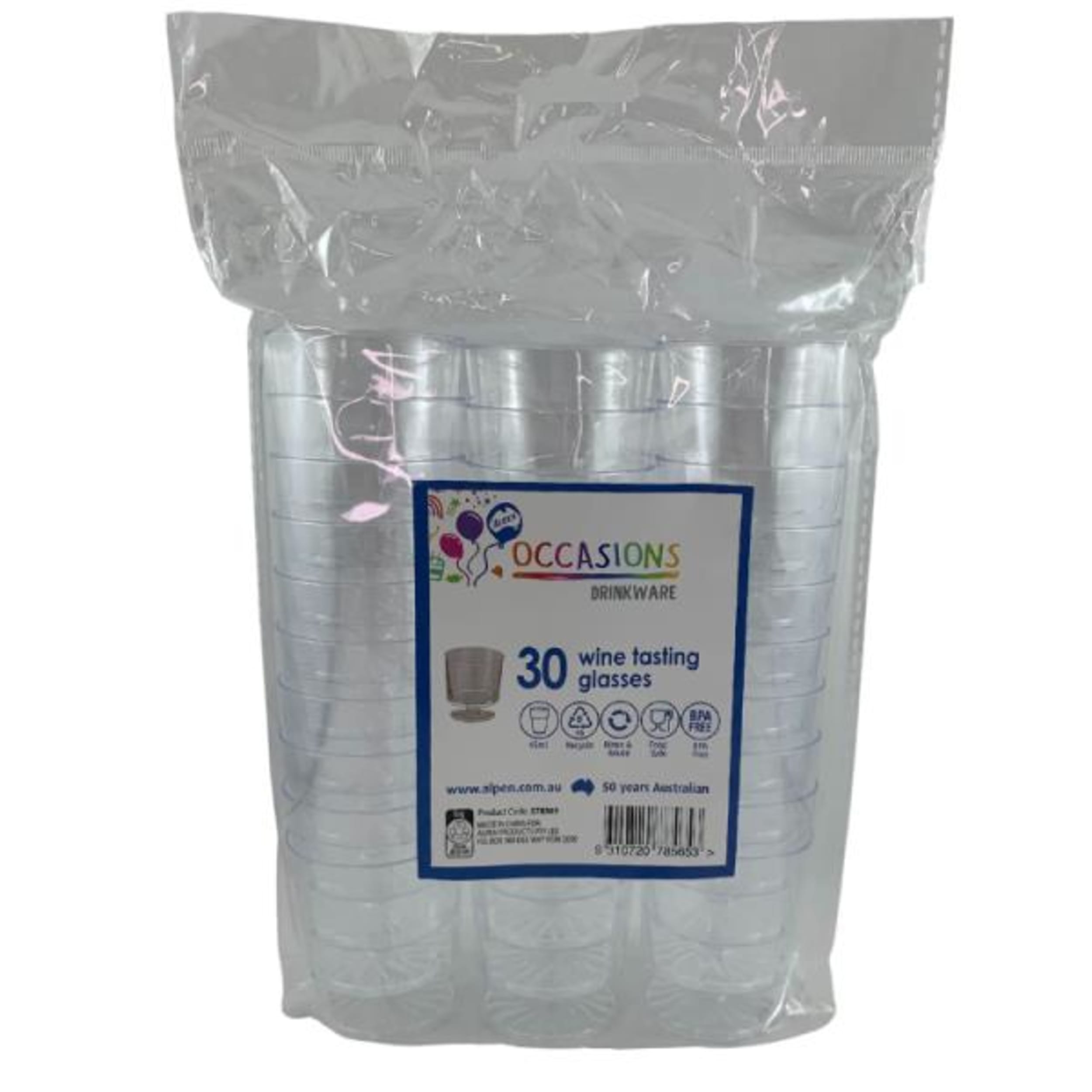 Occasions Clear Plastic Wine Tasting Glass 45ml (30 Pack)