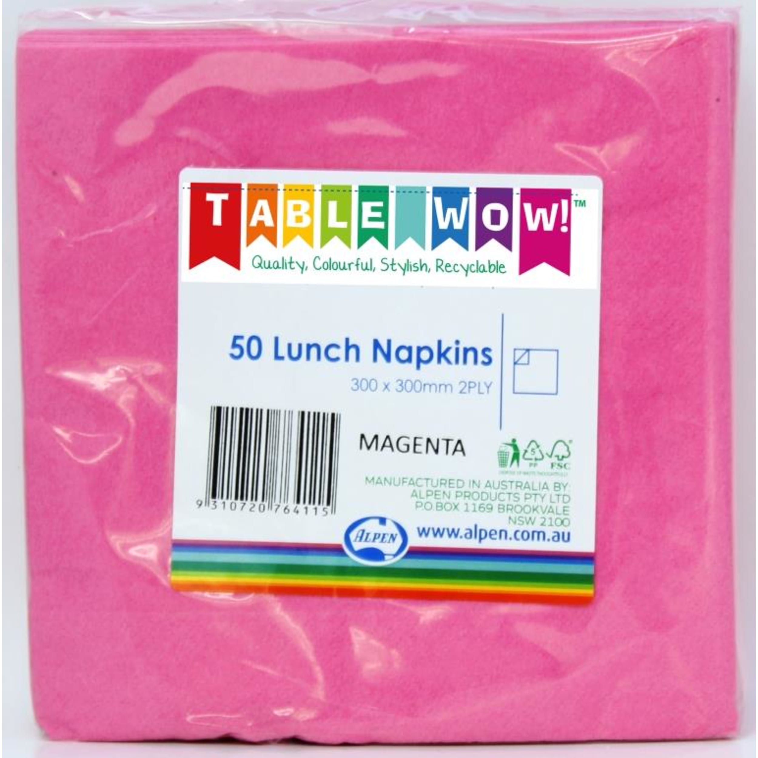 TableWow! Magenta Lunch Napkin 33x33cm 2ply (50 Pack)