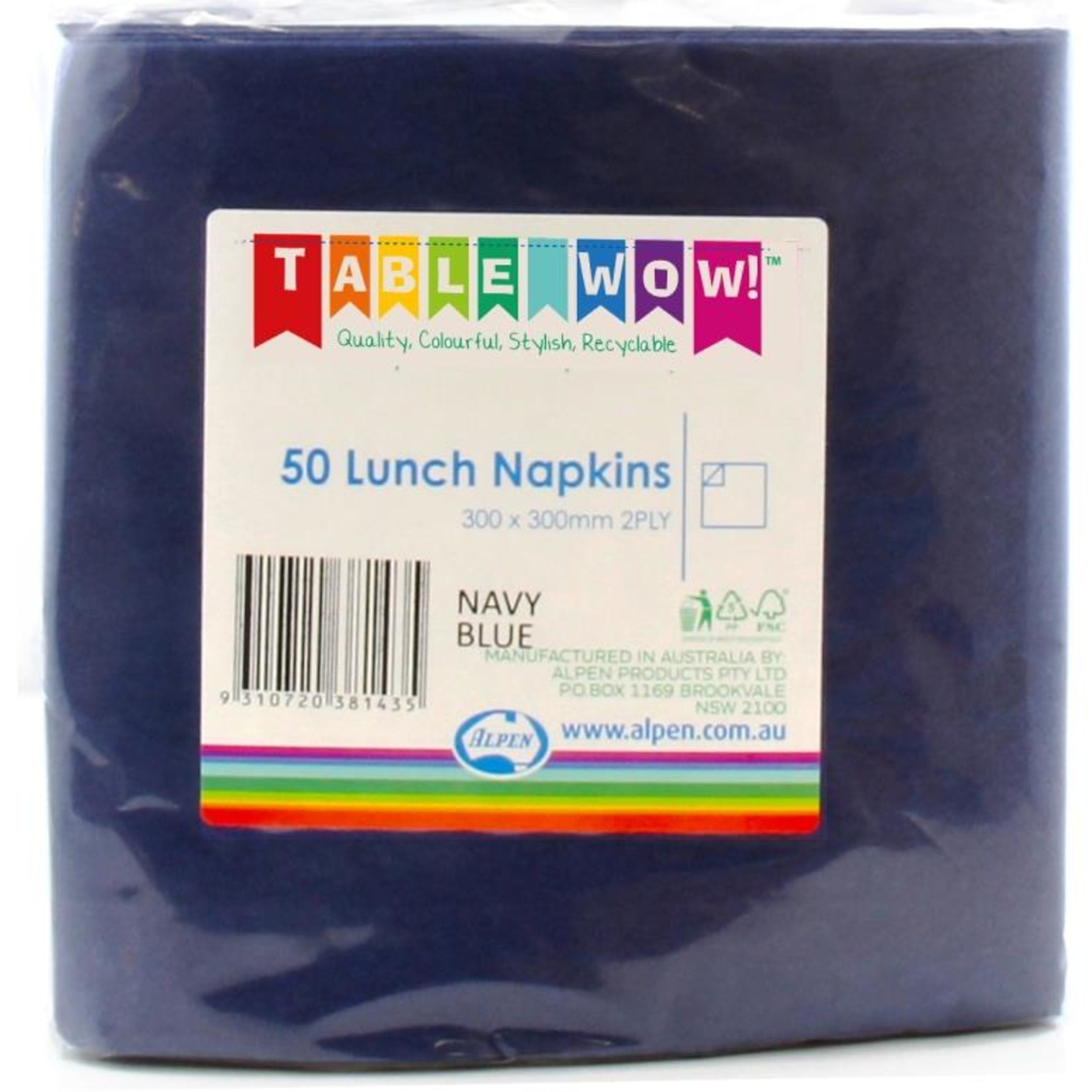 TableWow! Dark Blue Lunch Napkin 33x33cm 2ply (50 Pack)