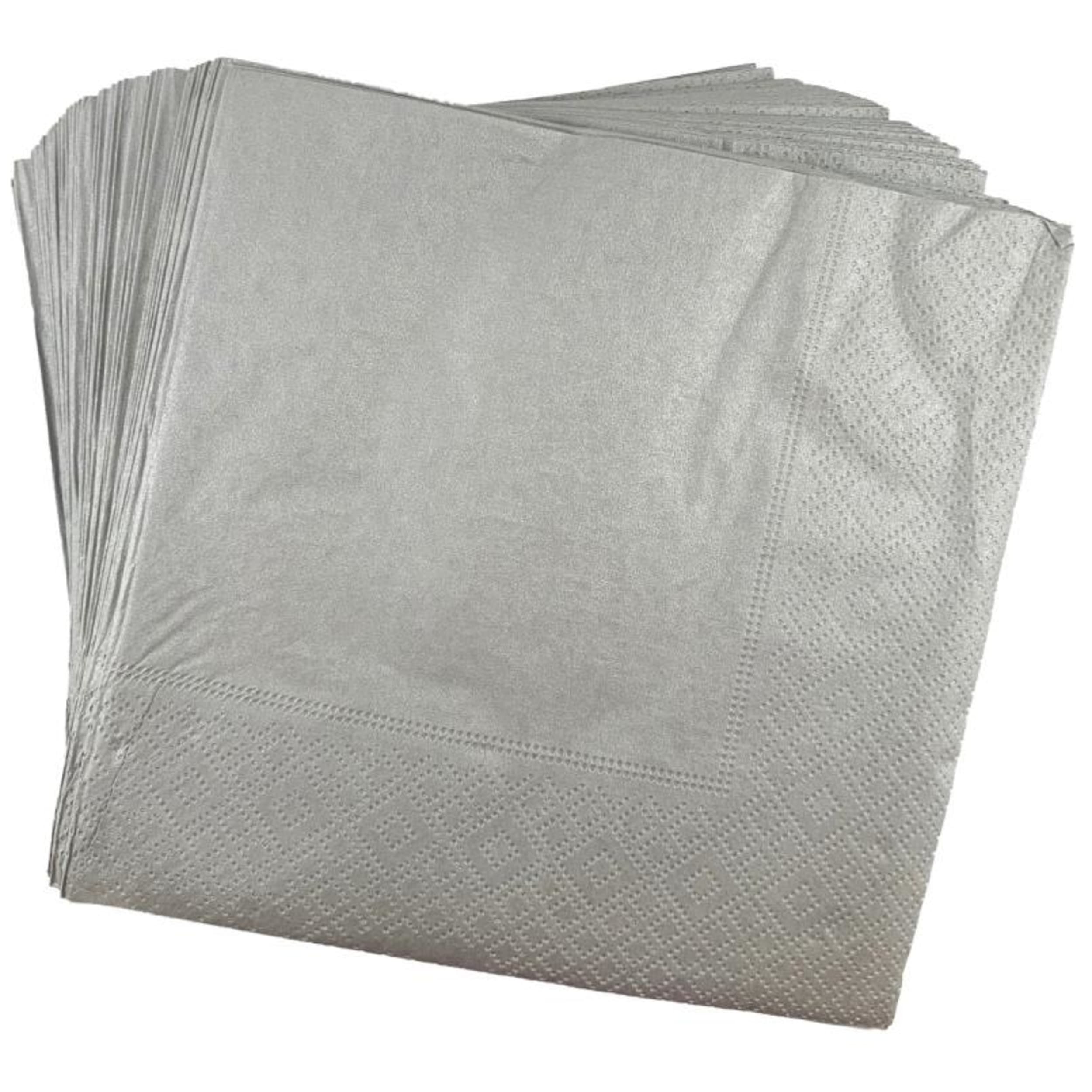 TableWow! Metallic Silver Lunch Napkin 33x33cm 2ply (50 Pack)
