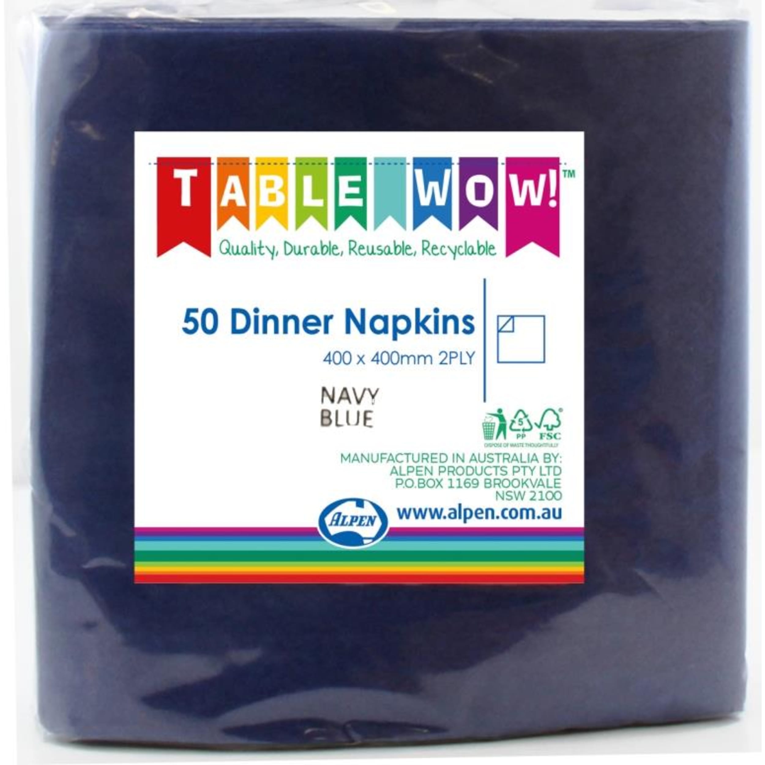 TableWow! Dark Blue Dinner Napkin 40x40cm 2ply (50 Pack)