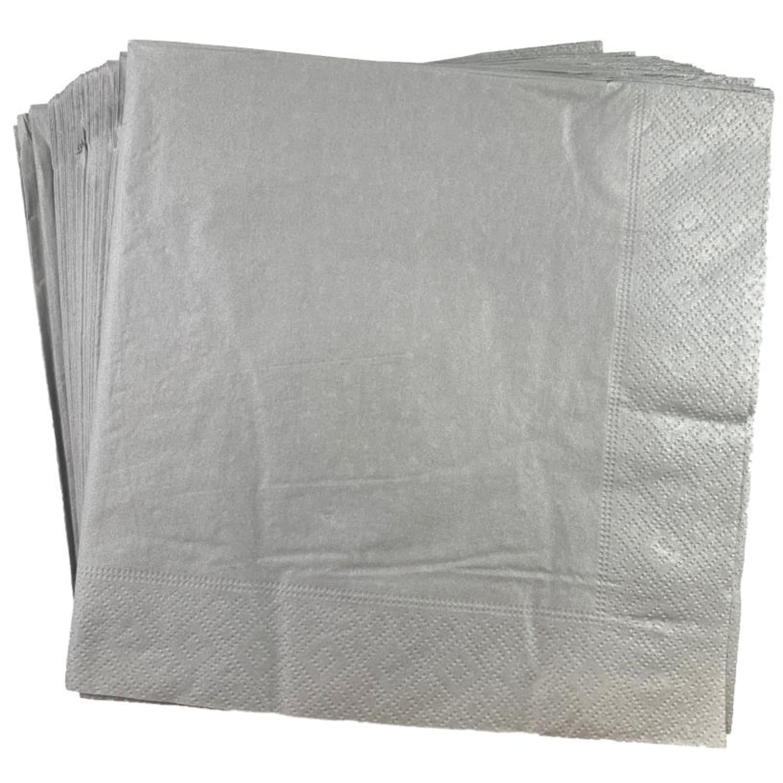 TableWow! Metallic Silver Dinner Napkin 40x40cm 2ply (50 Pack)
