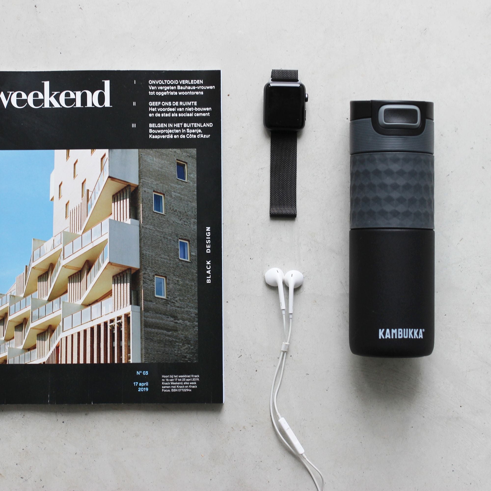 Kambukka Etna 3-in-1 Snapclean Travel Mug 500ml - Black Steel