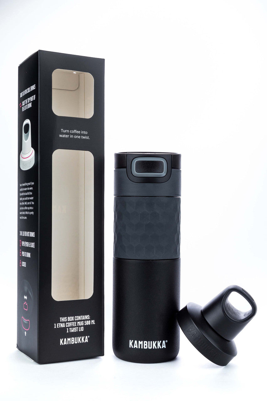 Kambukka ETNA Grip S/S Tumbler 500ml Black Steel Set + LID