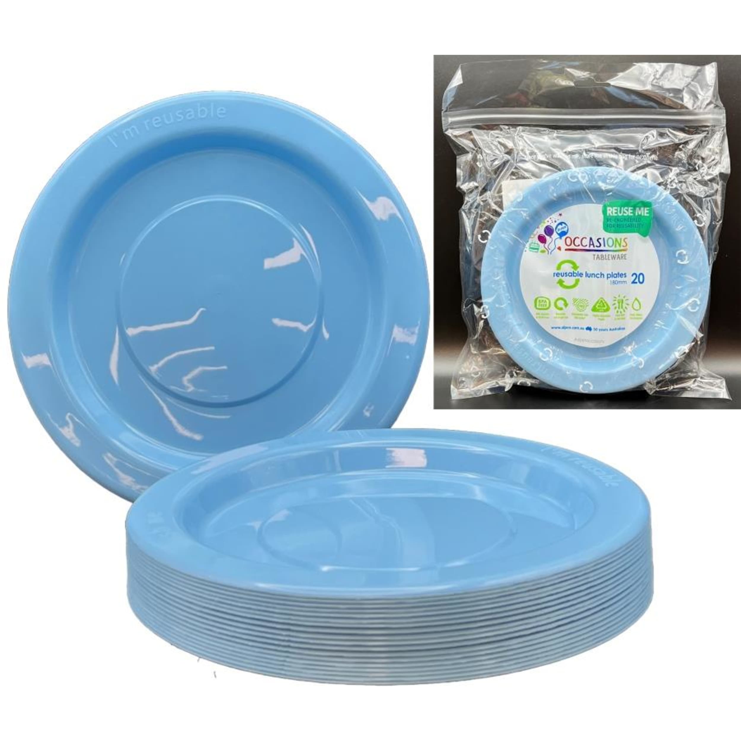 Occasions Light Blue Lunch Plate (20 Pack)