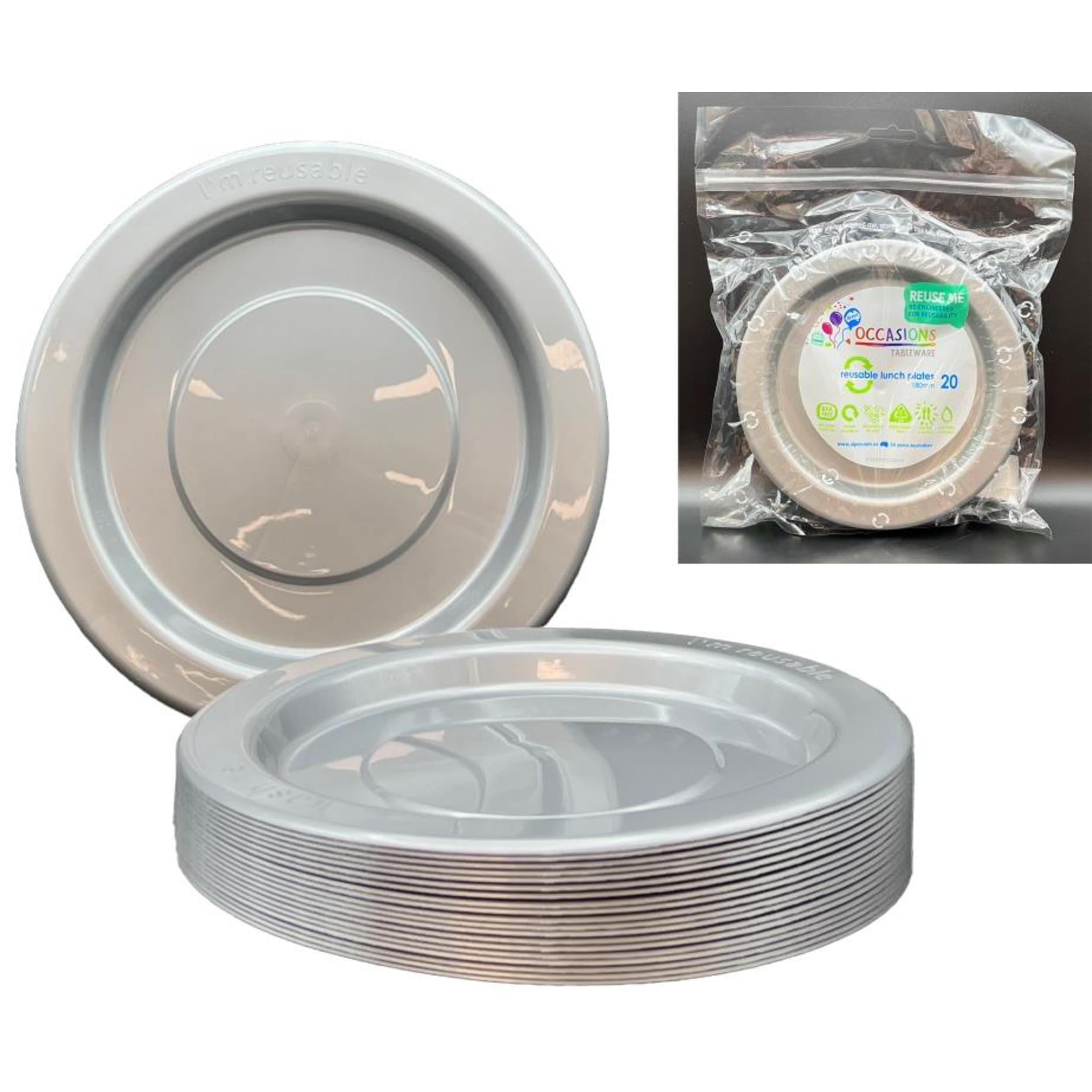 Occasions Silver Lunch Plate (20 Pack)