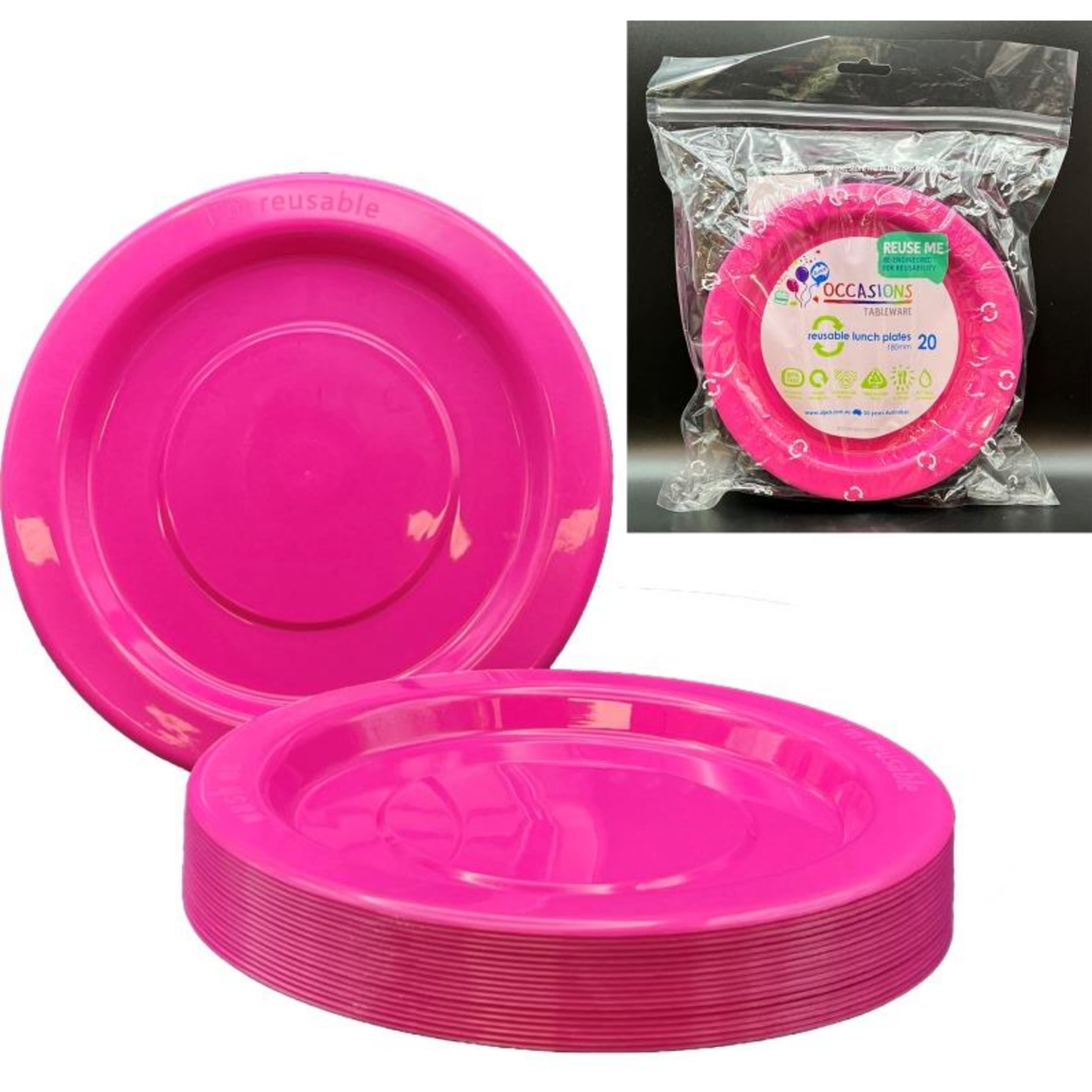 Occasions Magenta Lunch Plate (20 Pack)