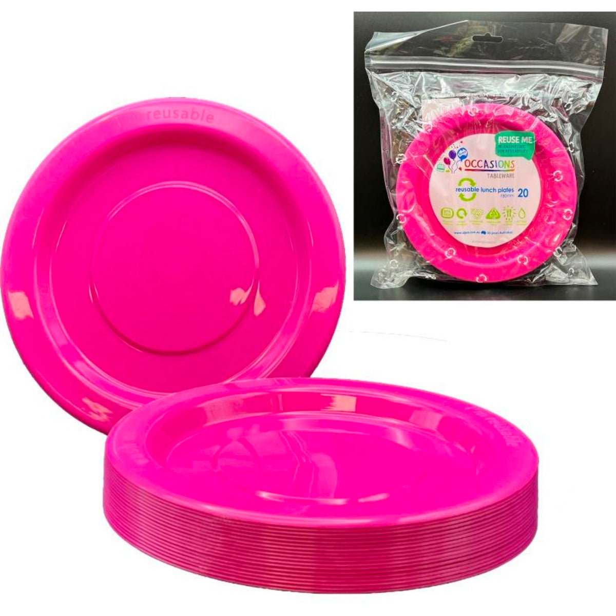Occasions Magenta Lunch Plate (20 Pack)