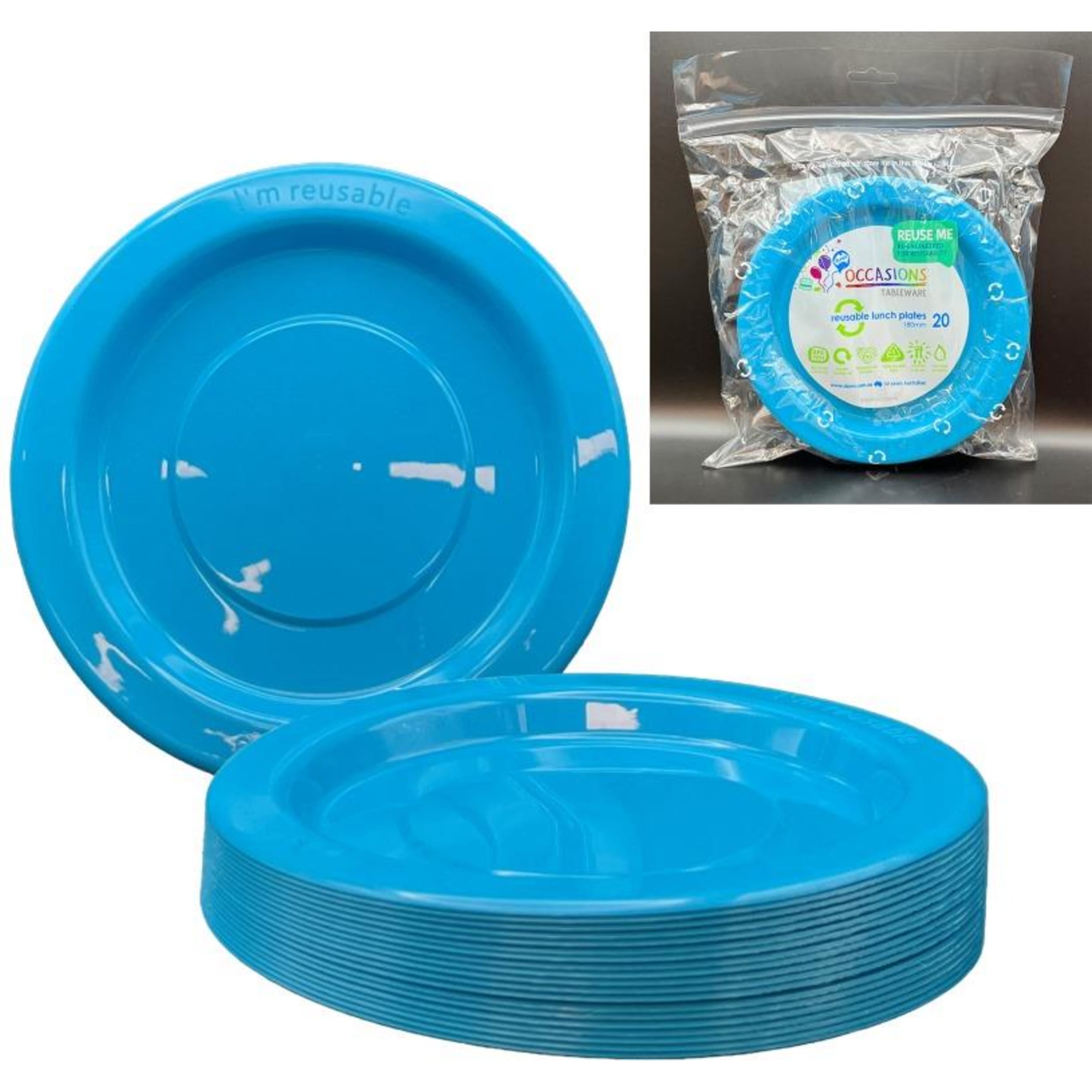 Occasions Azure Blue Lunch Plate (20 Pack)