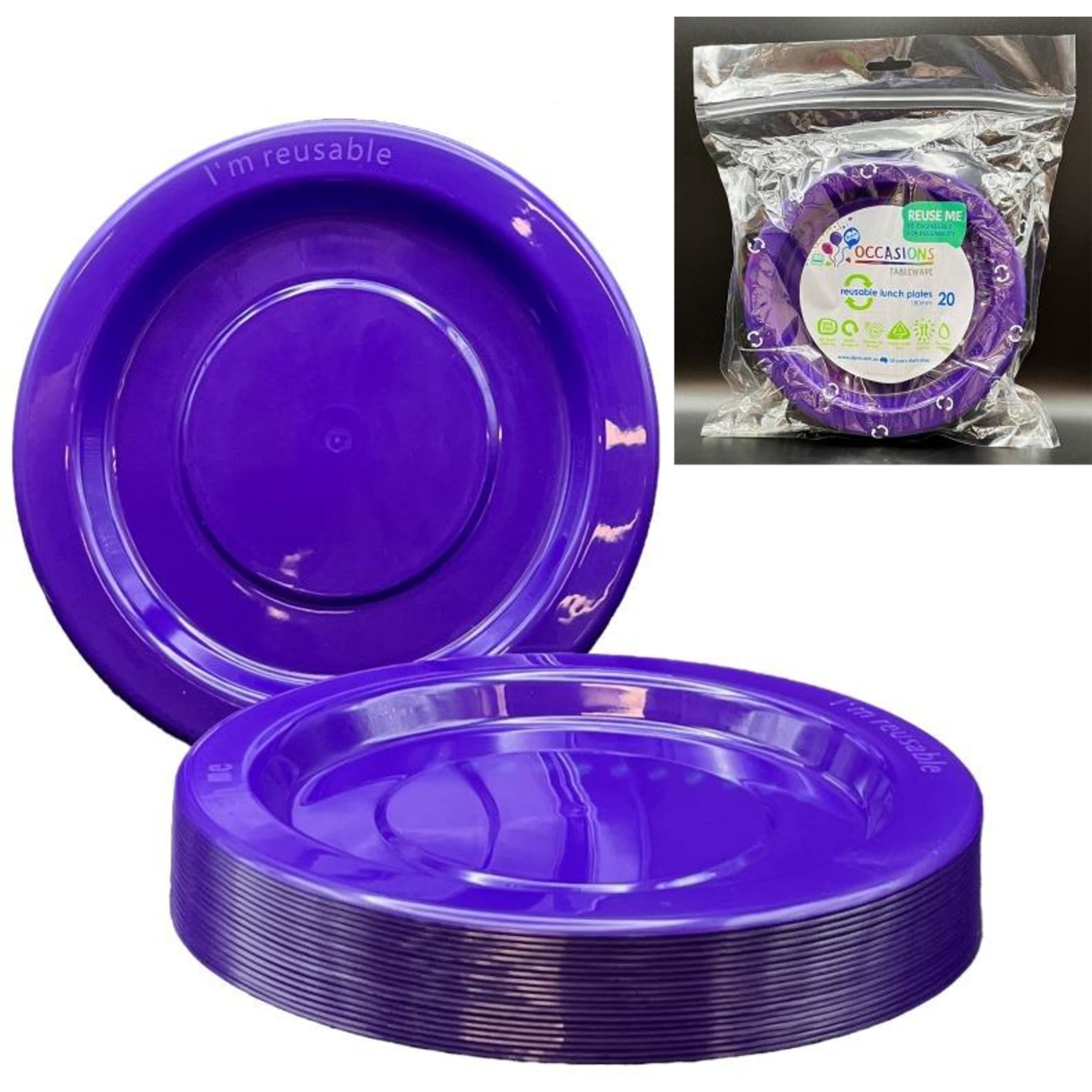 Occasions Purple Lunch Plate (20 Pack)