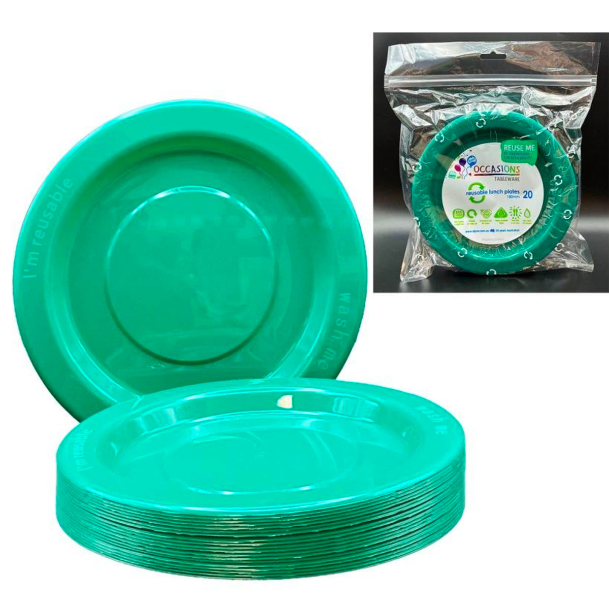 Occasions Green Lunch Plate (20 Pack)