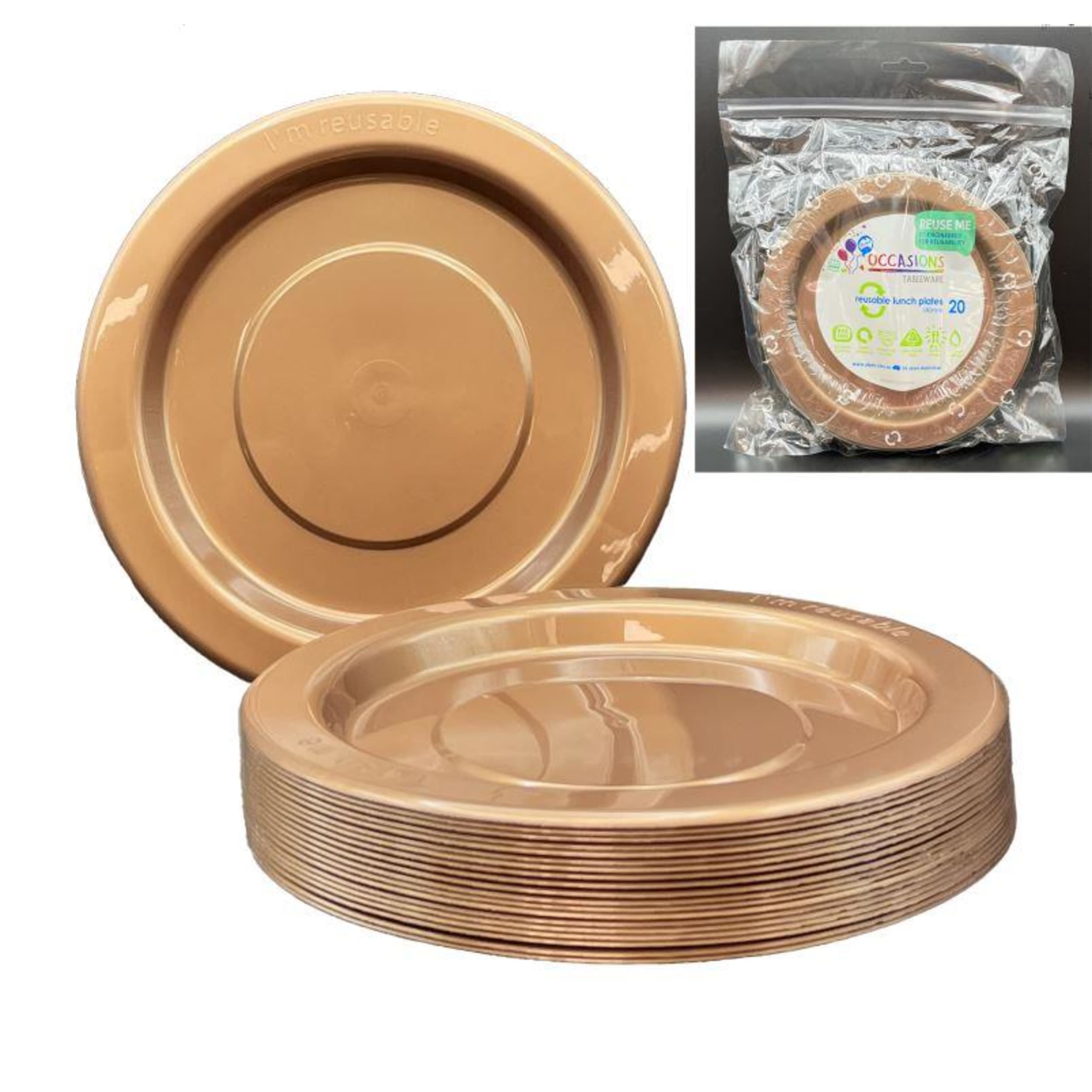 Occasions Rose Gold Lunch Plate (20 Pack)